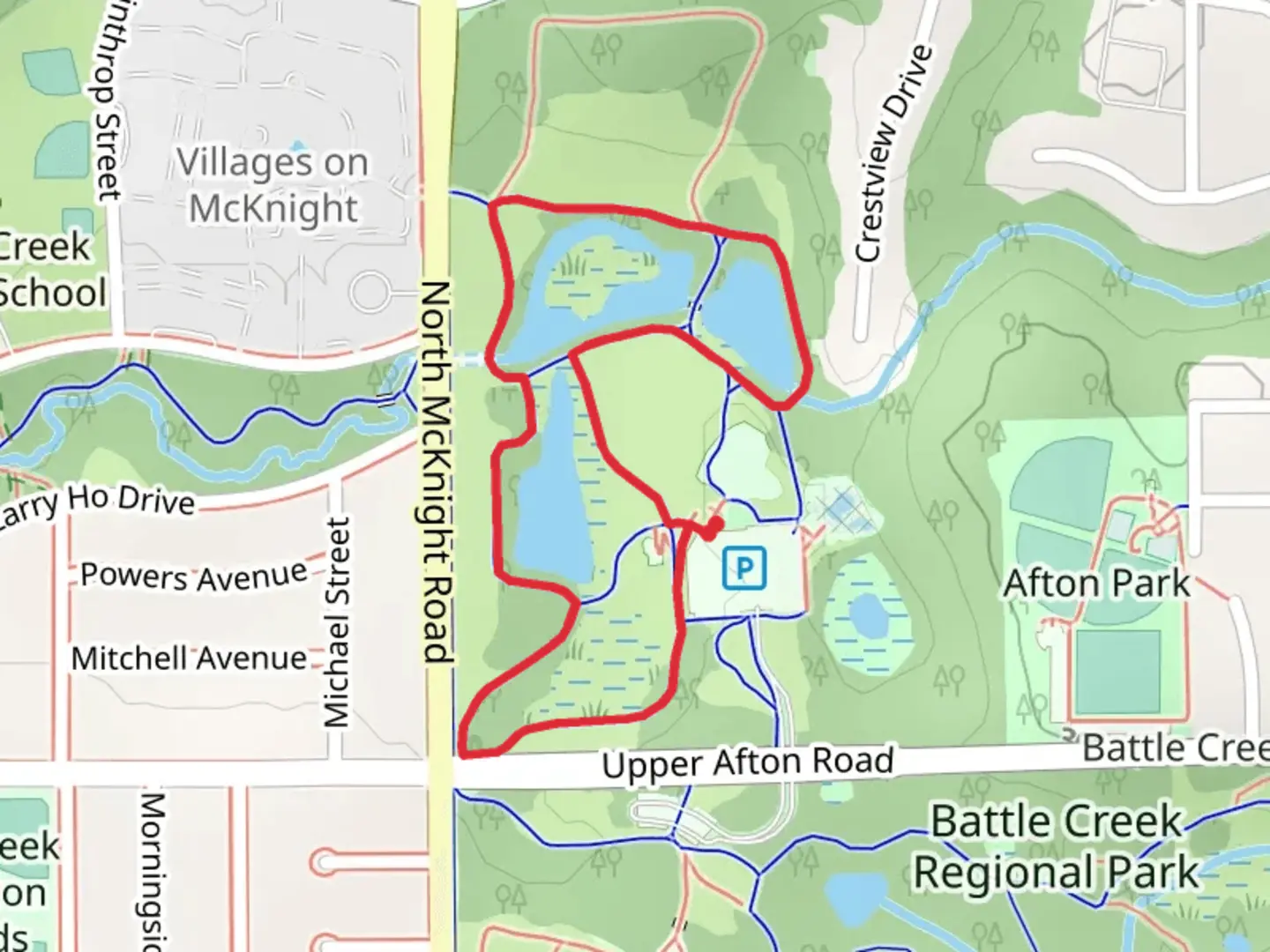 An image depicting the trail Battle Creek Loop Trail and its surrounding area.