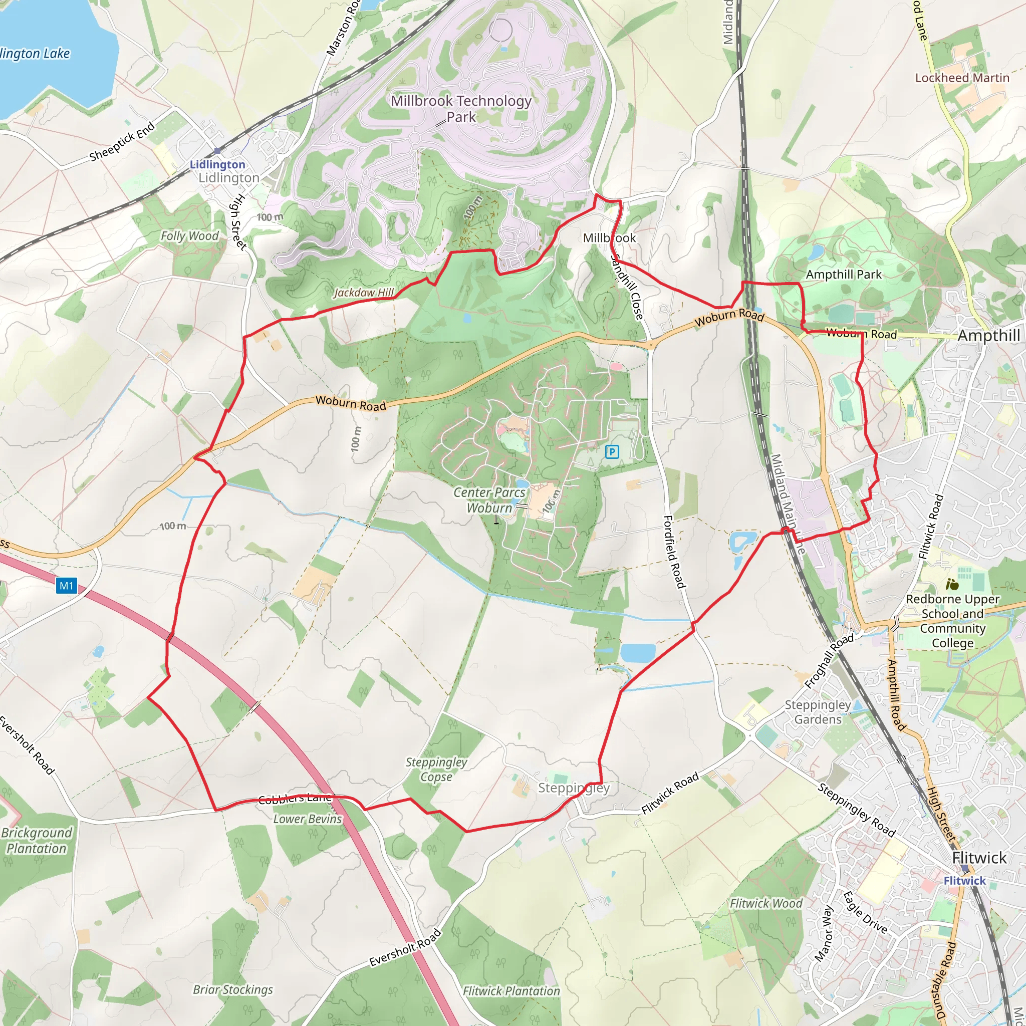 Circular from Ampthill through Steppingley mobile static map