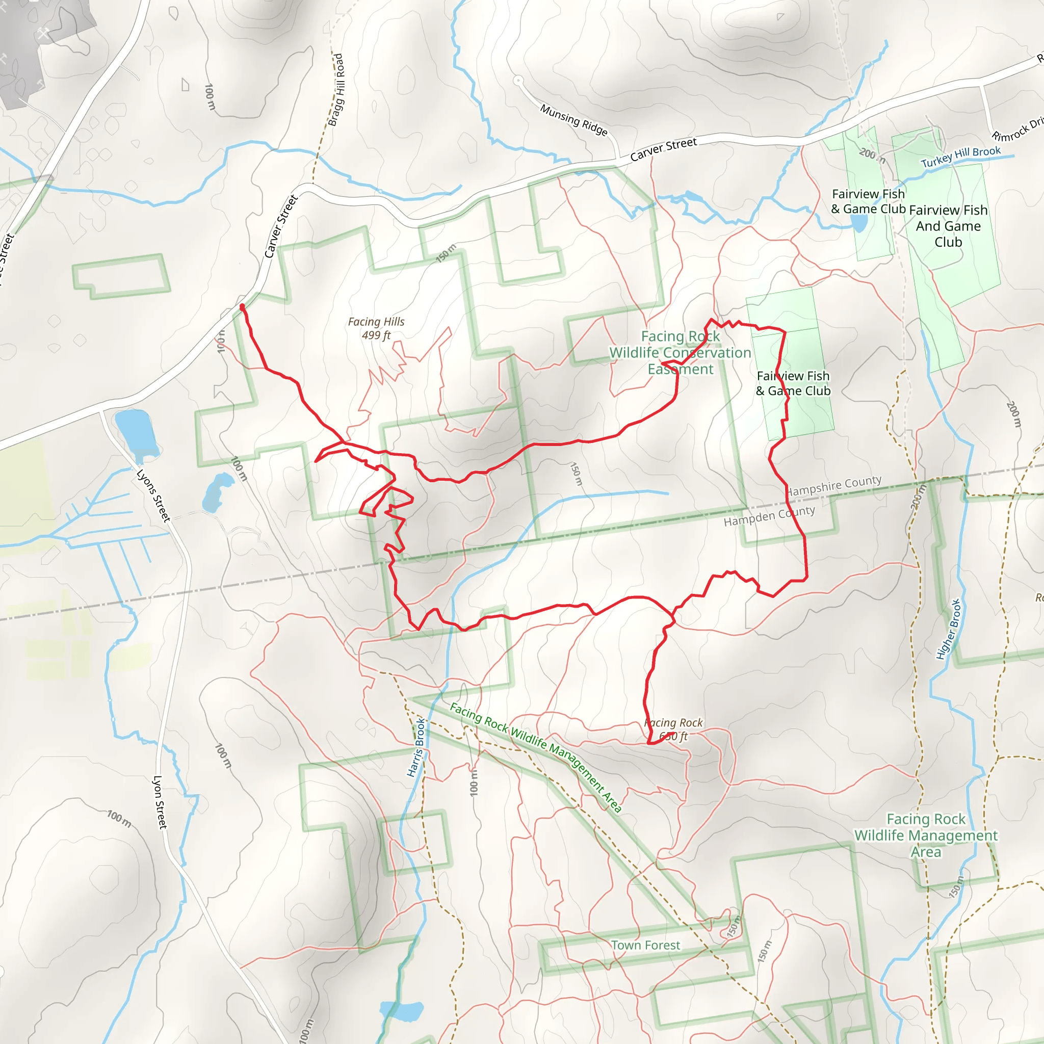 Harris Brook and Facing Hills Loop mobile static map