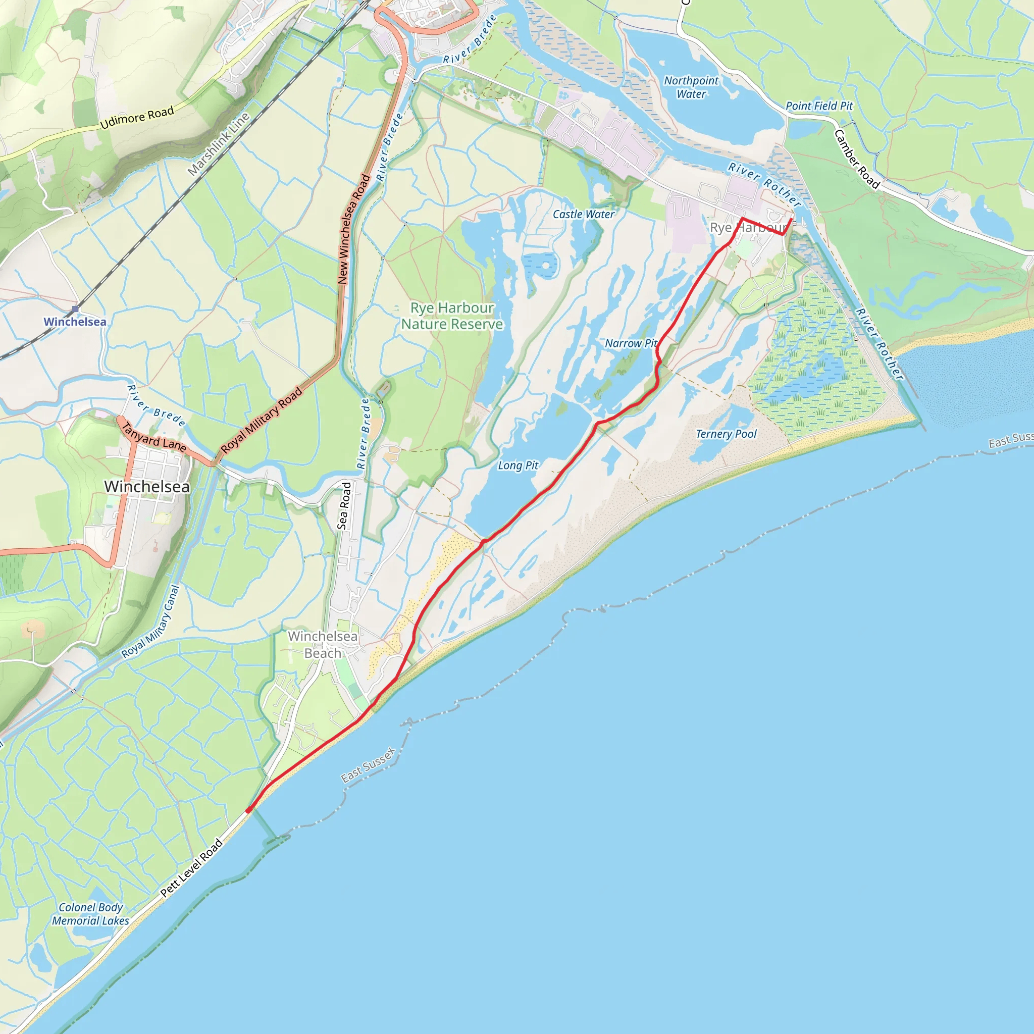 Walk to Rye Harbour mobile static map