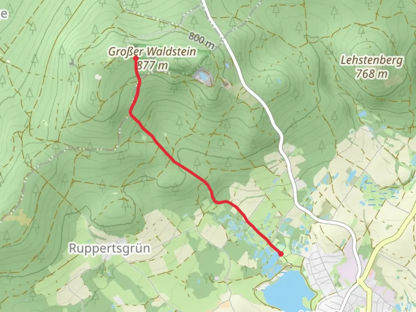 An image depicting the trail Ruine Rotes Schloss to Wulgera Weiher Walk and its surrounding area.