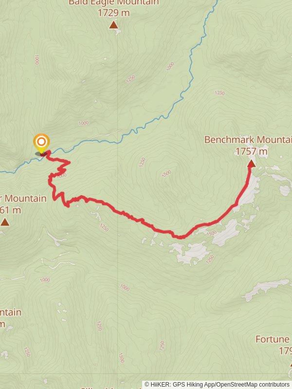 Benchmark Mountain via West Cady Ridge Trail mobile static map