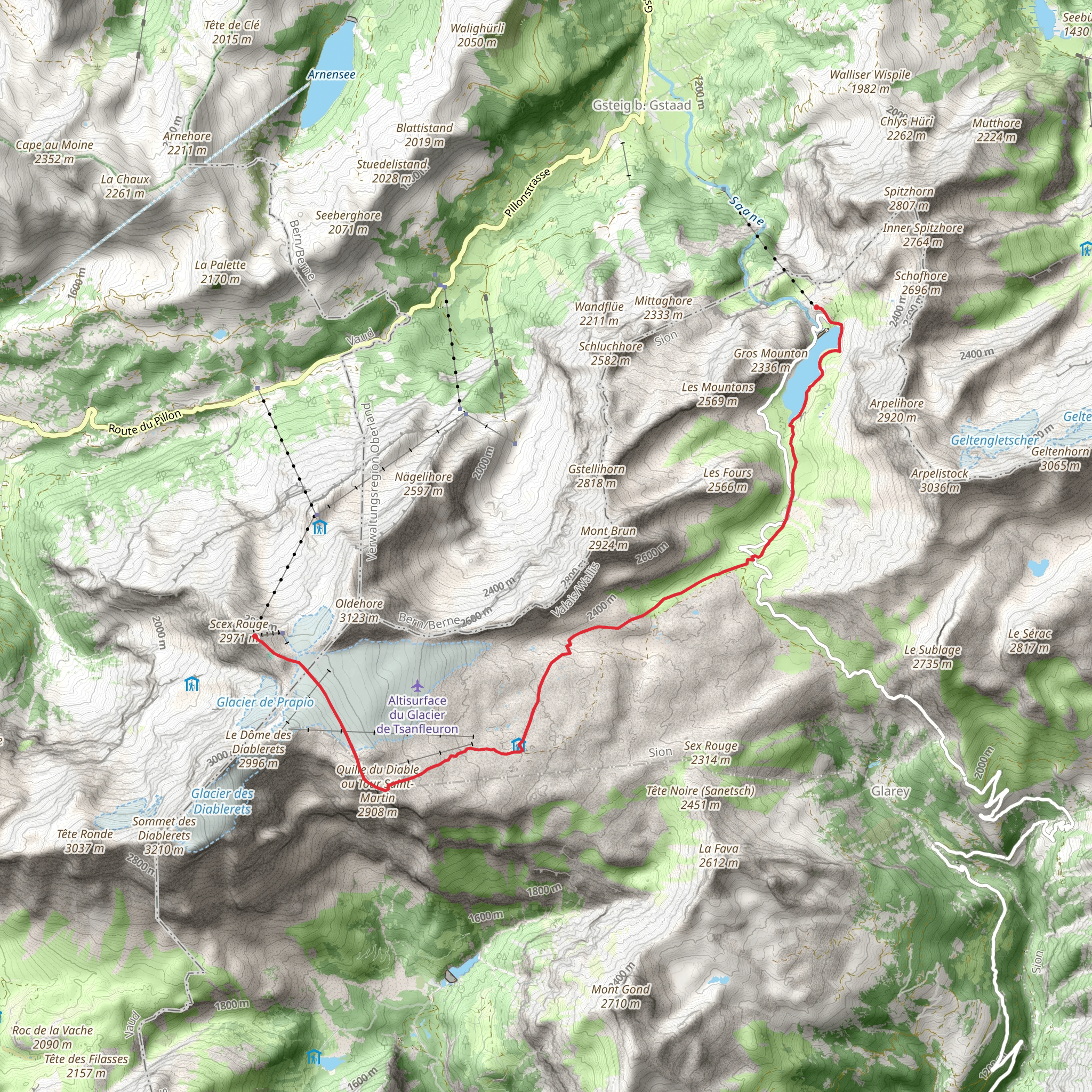 Glacier des Diablerets and Lac de Sanetschsee mobile static map