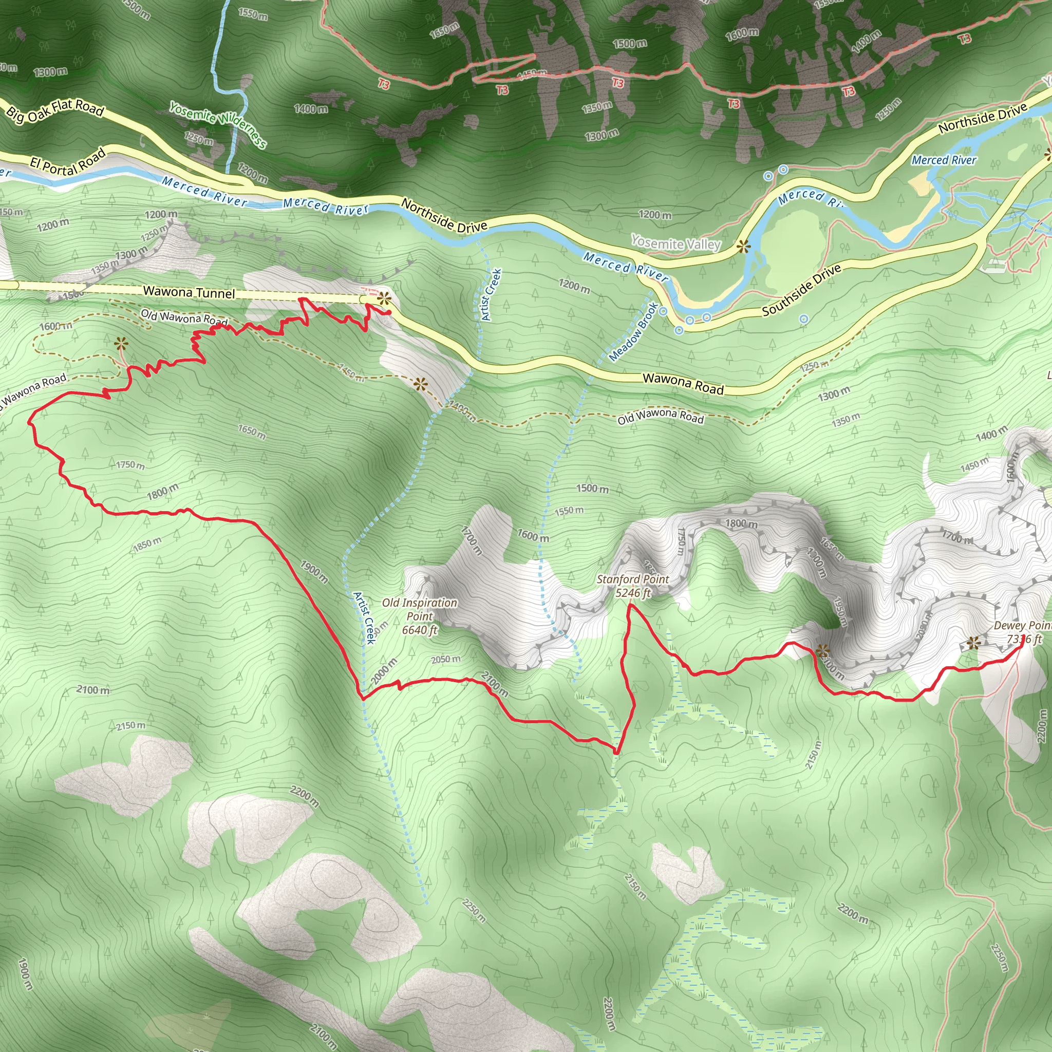 Dewey Point via Pohono Trail mobile static map