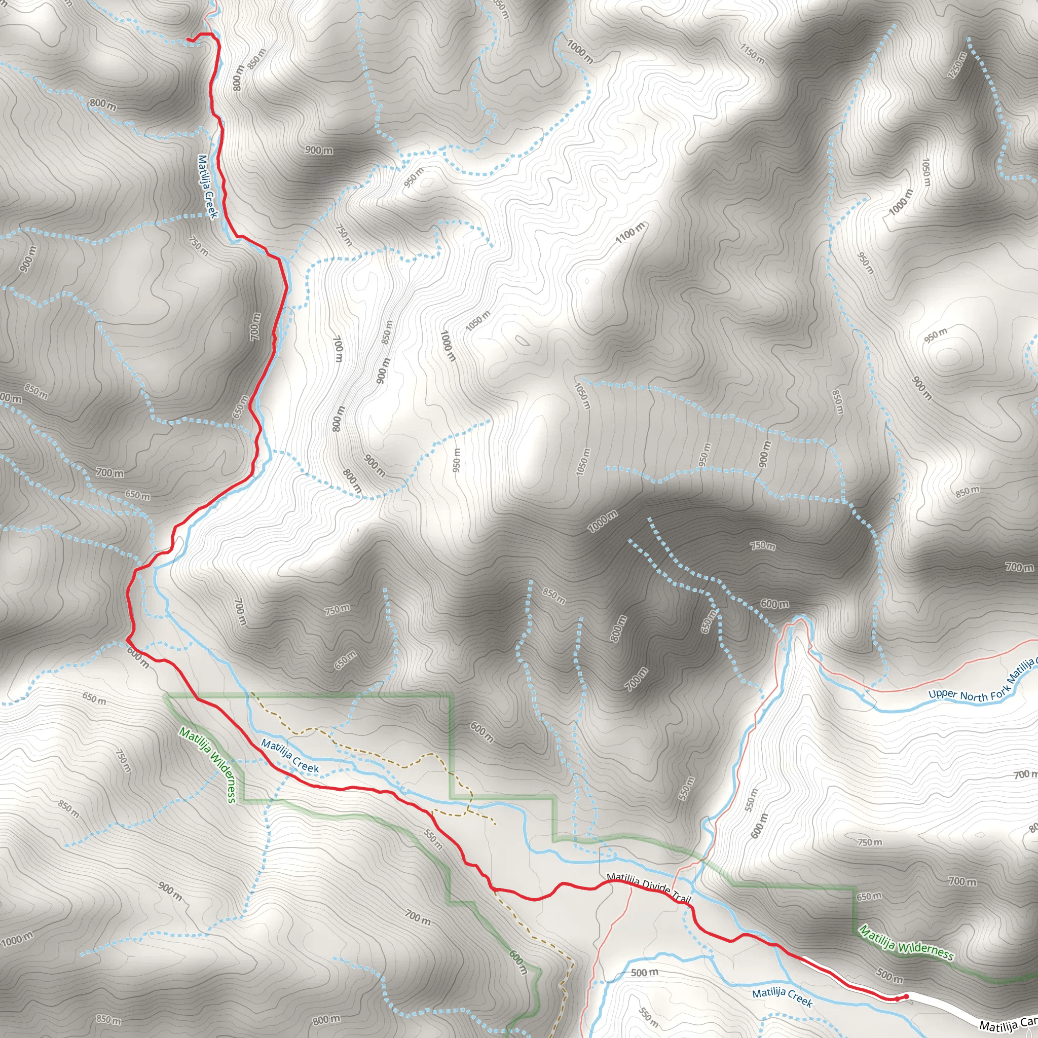 Walk along Matilija Creek mobile static map