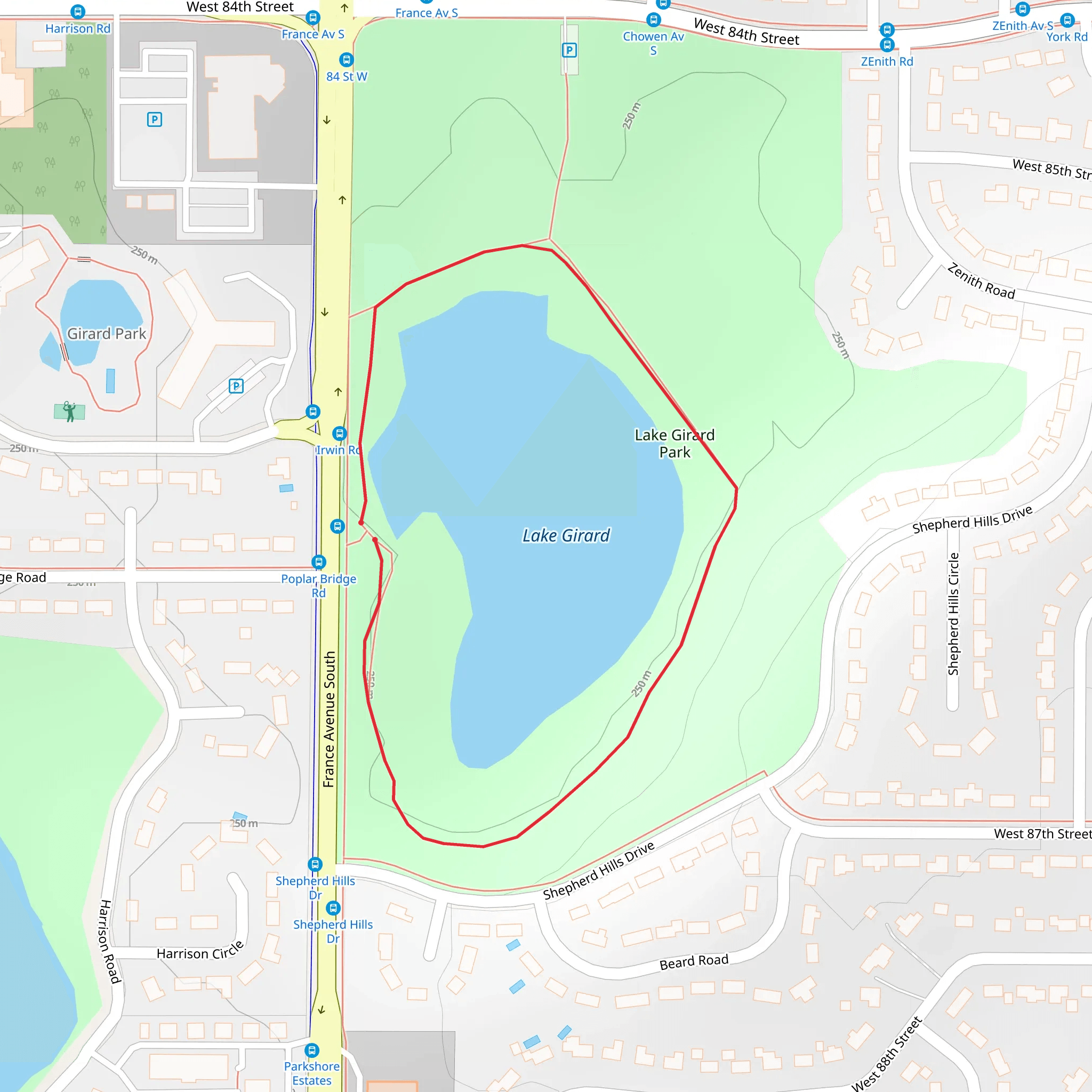Lake Girard Park Loop mobile static map
