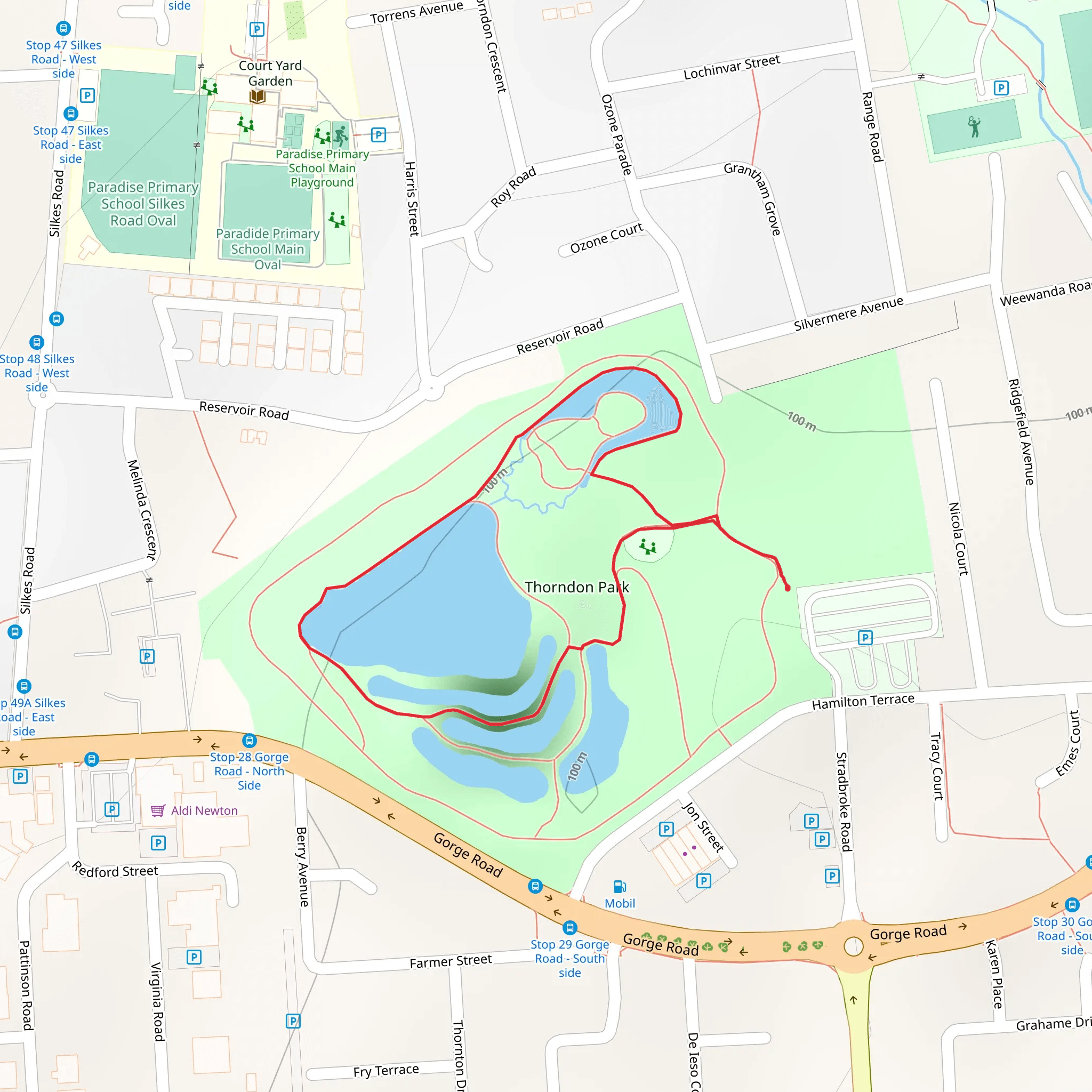 Thorndon Park Loop Track mobile static map