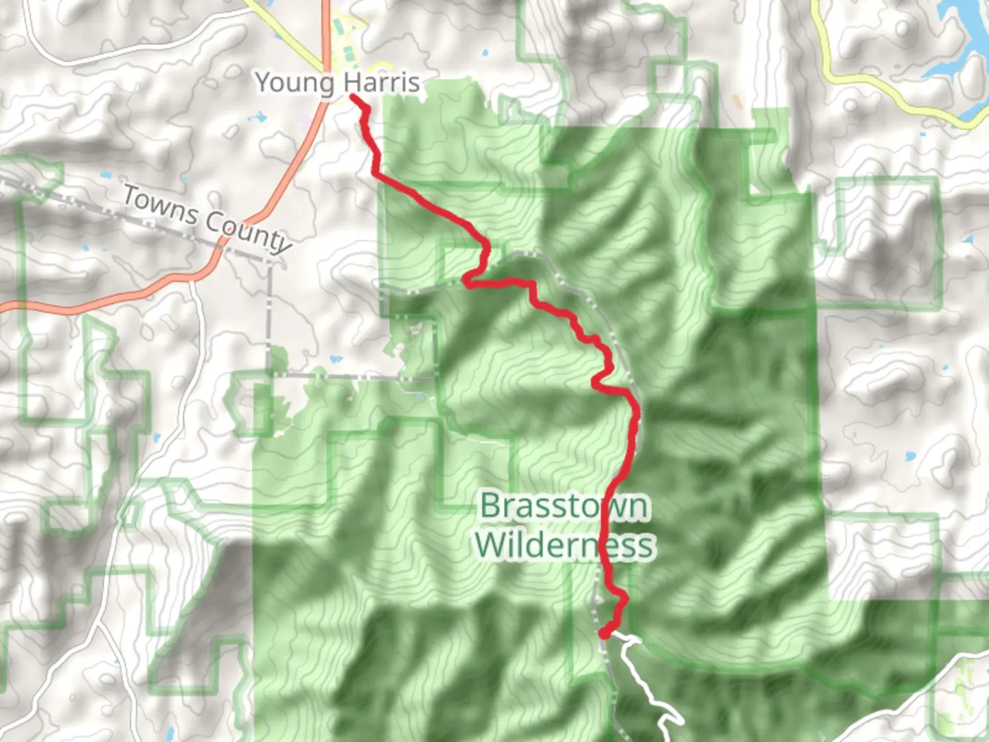 An image depicting the trail Sharp Hill, Granny Knob and Little Bald Mountain via Wagon Train Trail and its surrounding area.