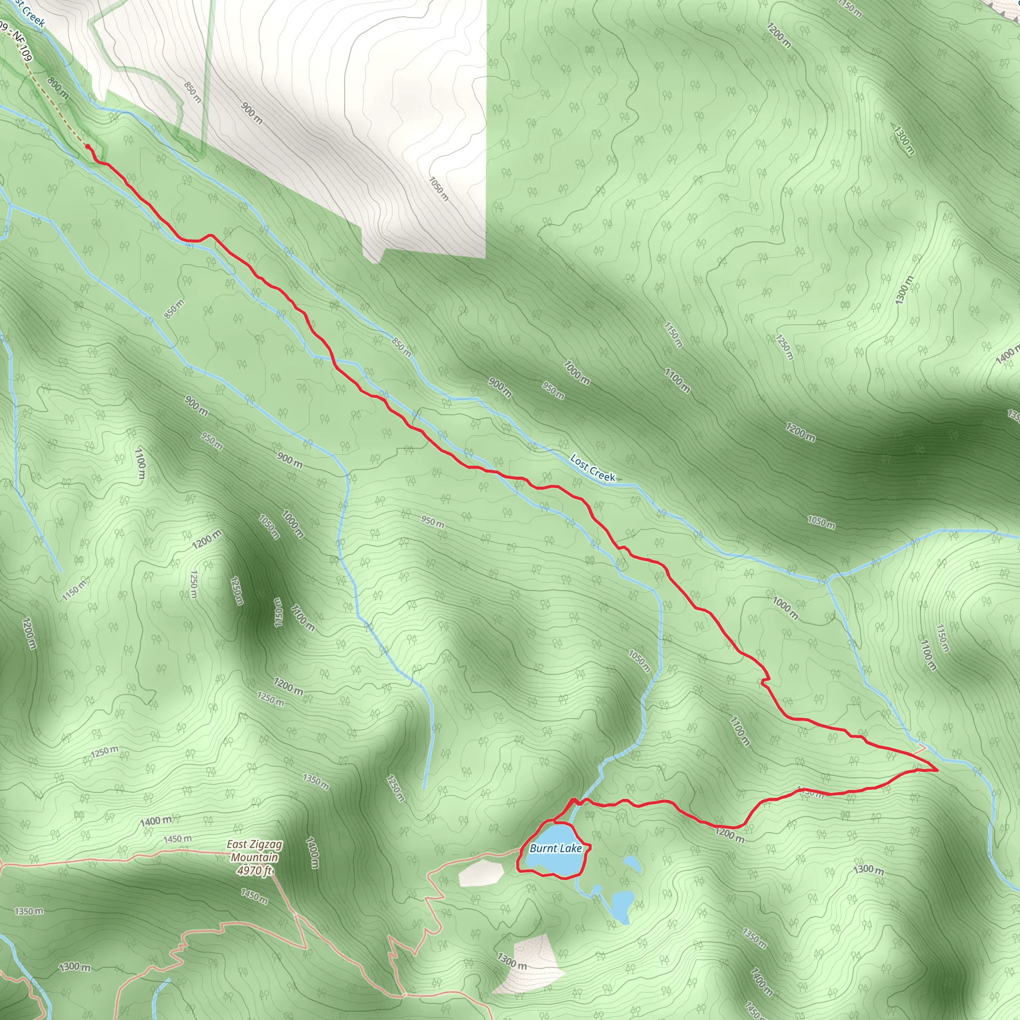 Burnt Lake via Burnt Lake Trail mobile static map