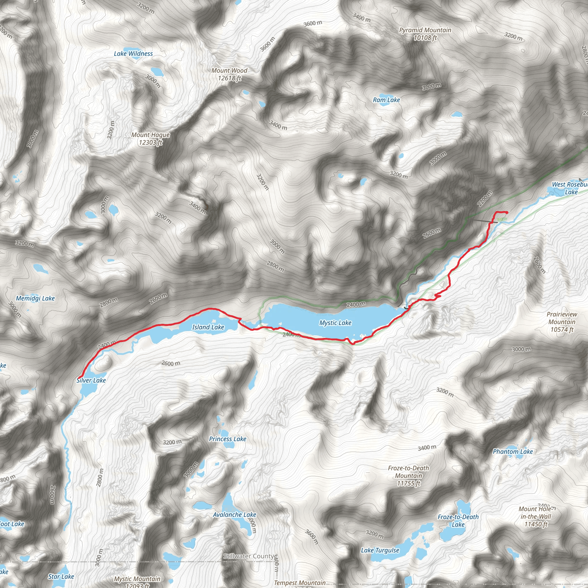 West Rosebud Trail mobile static map