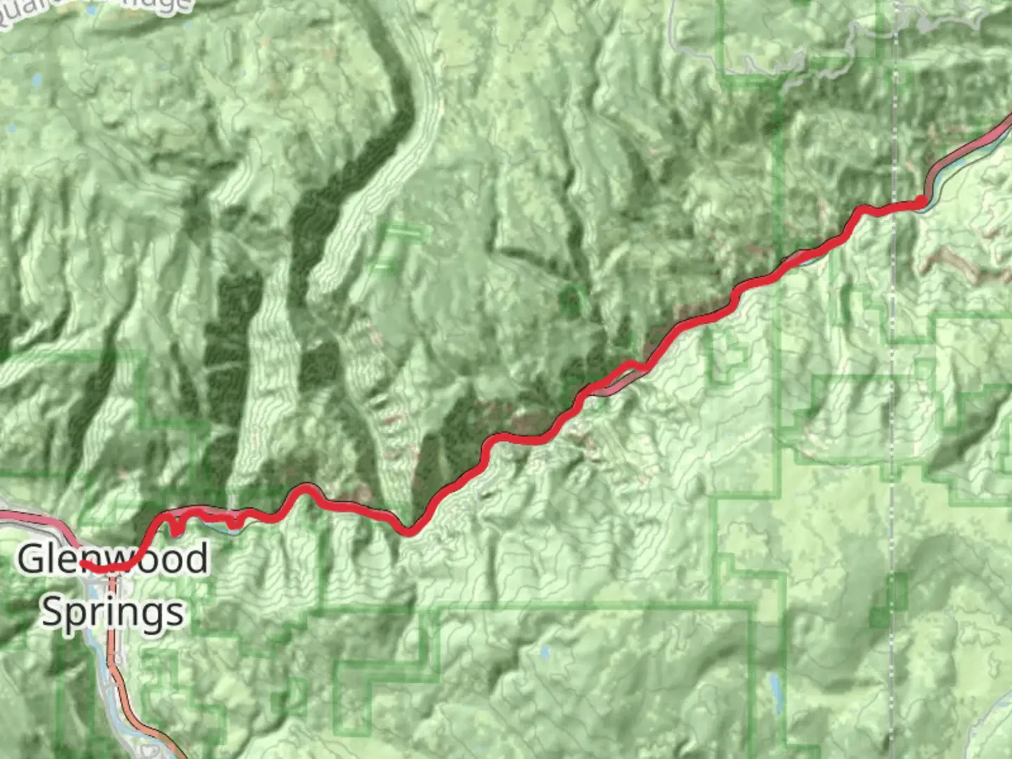 An image depicting the trail Glenwood Canyon Trail and its surrounding area.