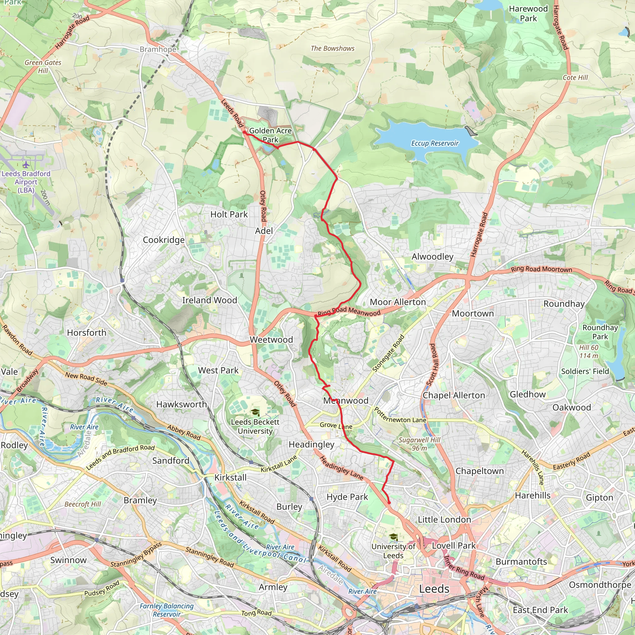 Meanwood Valley Trail mobile static map
