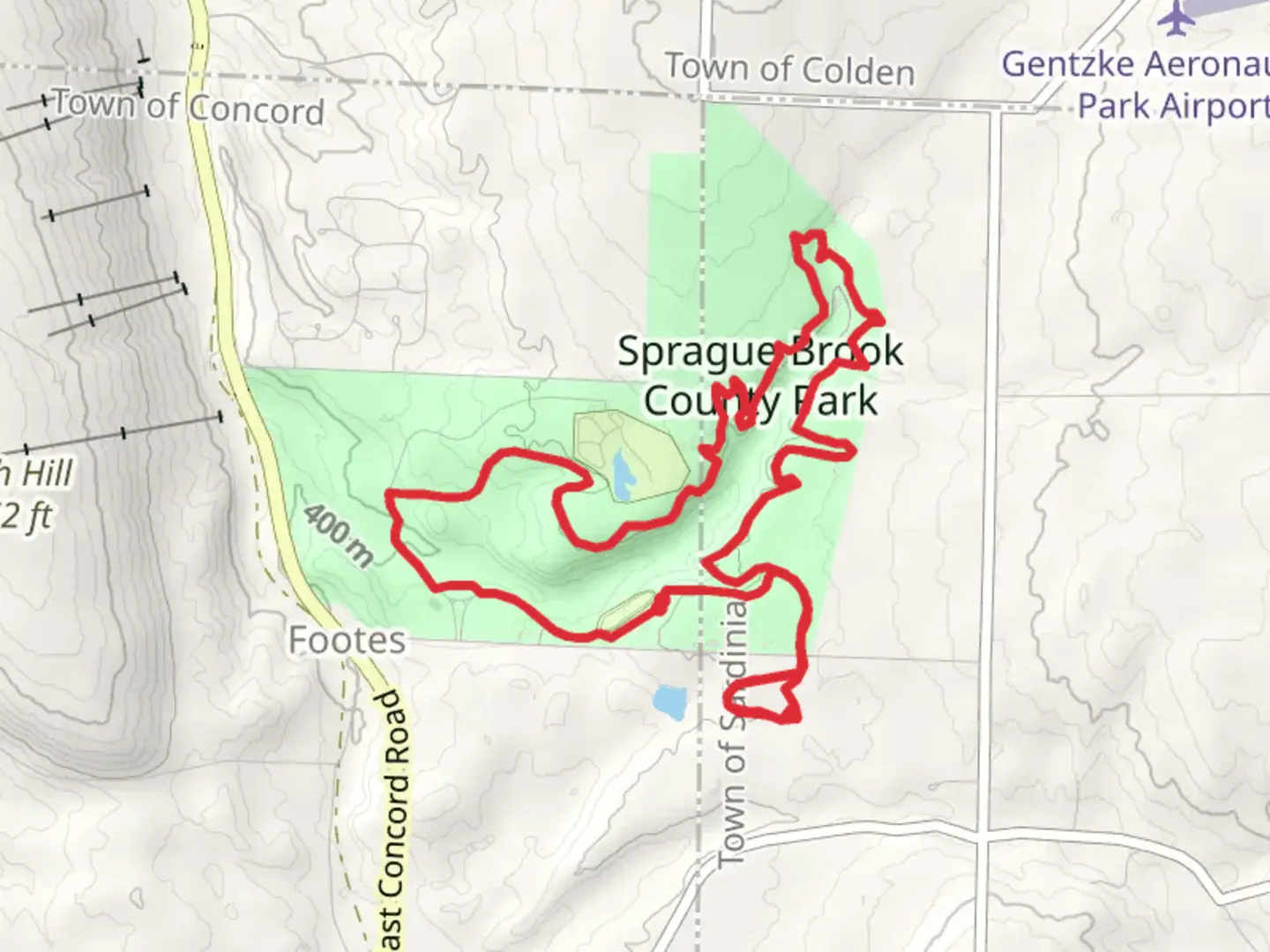 An image depicting the trail Sprague Brook Loop and its surrounding area.