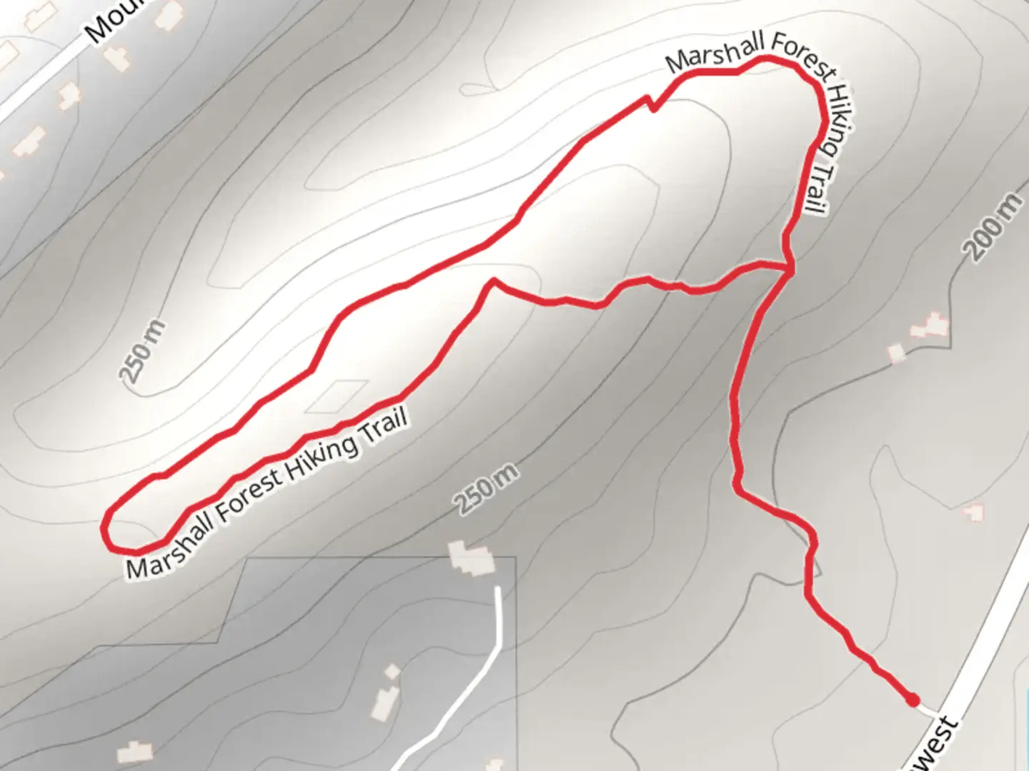 An image depicting the trail Marshall Forest Hiking Loop Trail and its surrounding area.