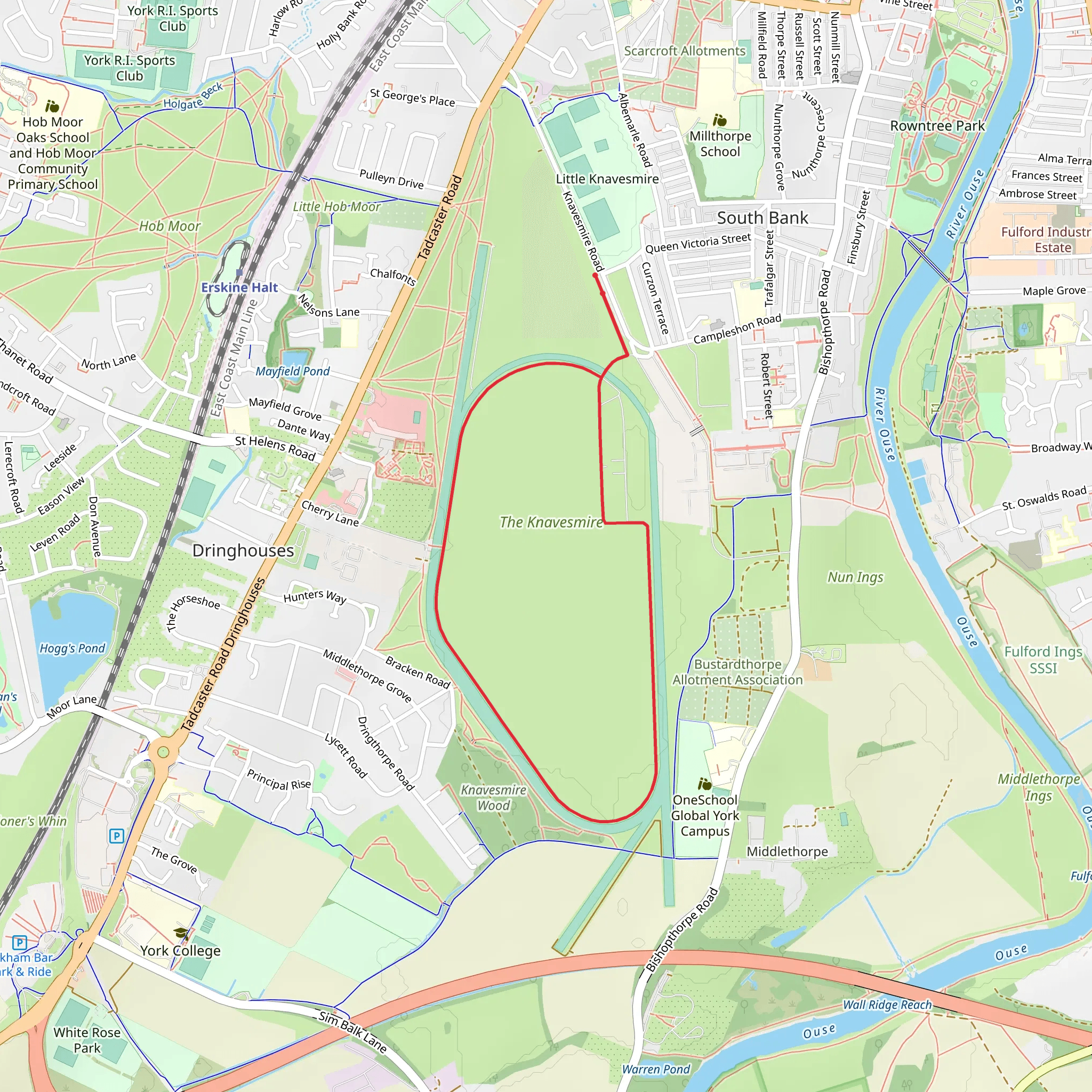 The Knavesmire Loop mobile static map