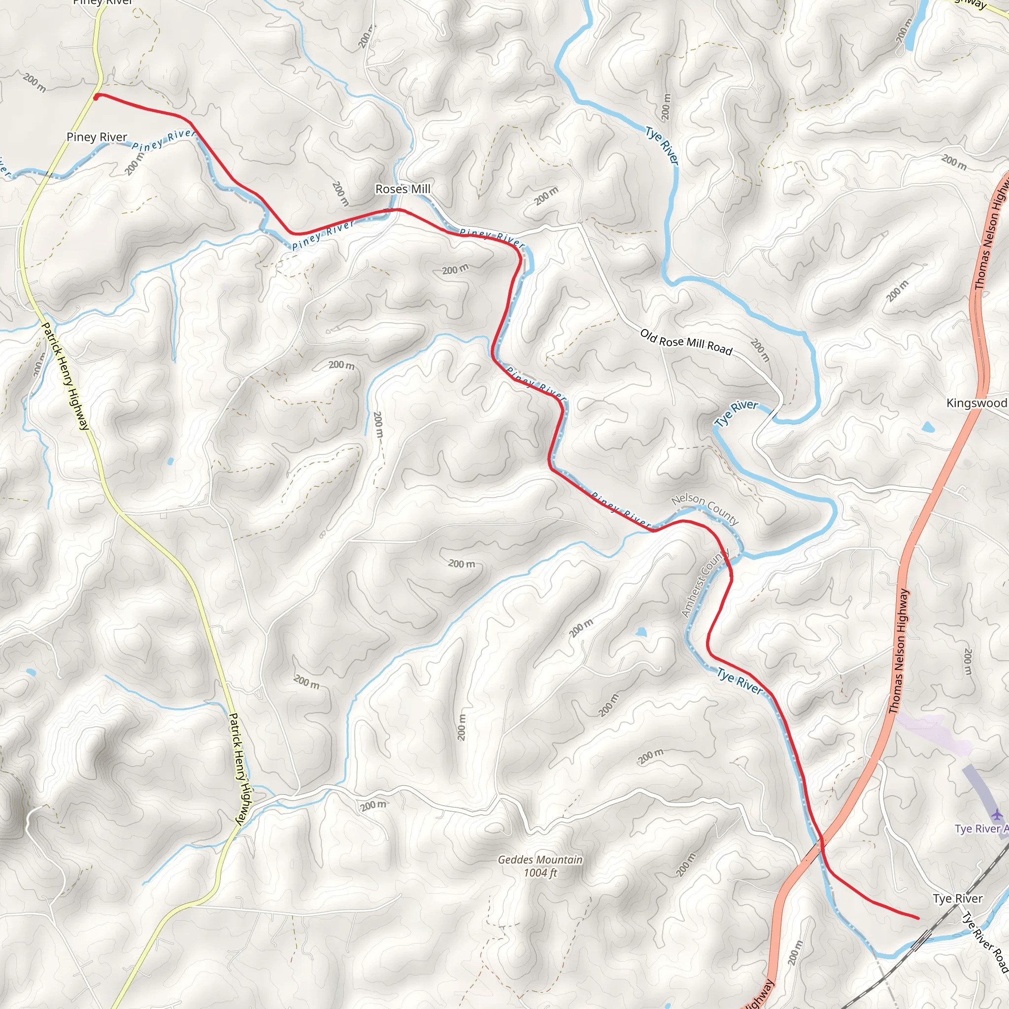 Virginia Blue Ridge Railway mobile static map