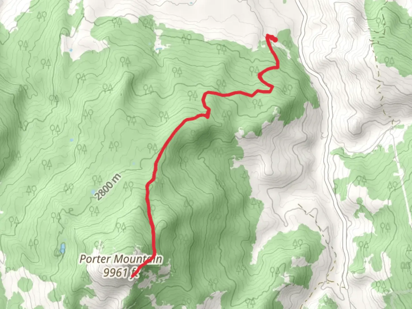 An image depicting the trail Porter Mountain Trail and its surrounding area.