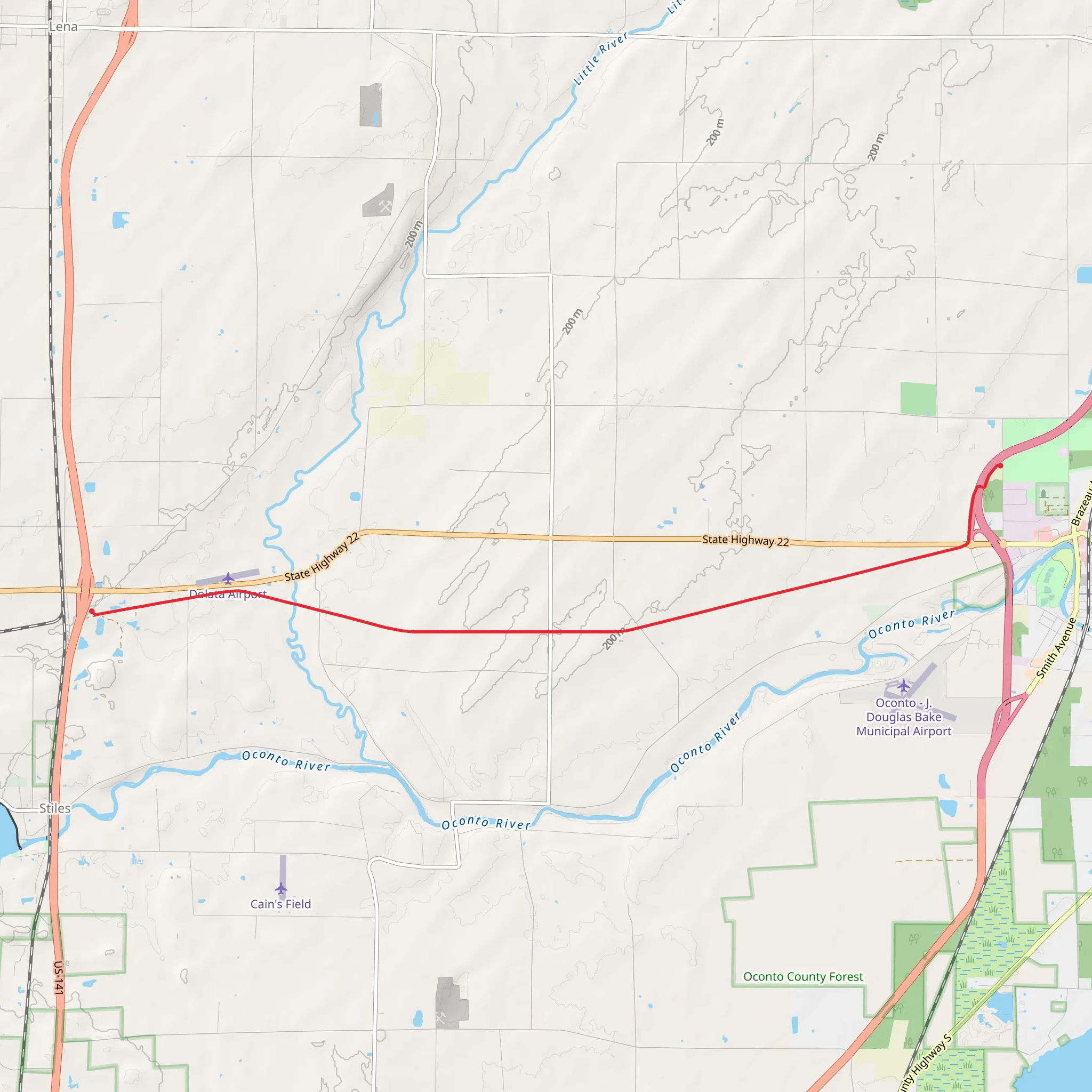 Oconto River State Trail mobile static map