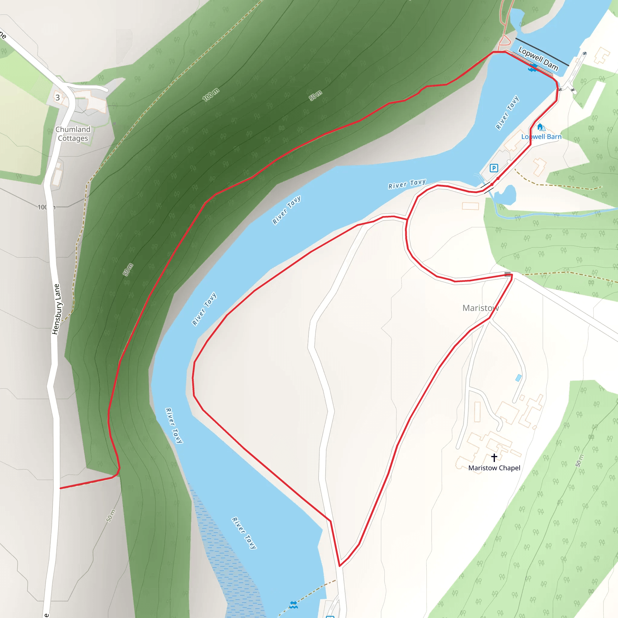 Lopwell Dam Loop mobile static map