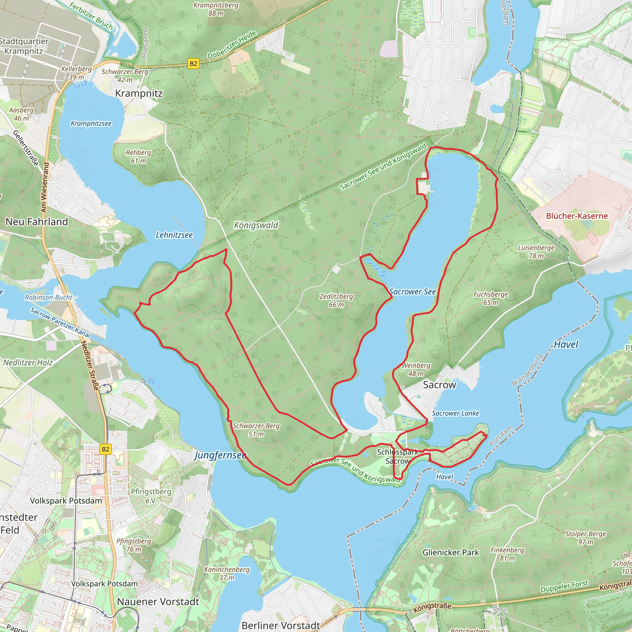 Konigswald and Sacrowser See Loop mobile static map