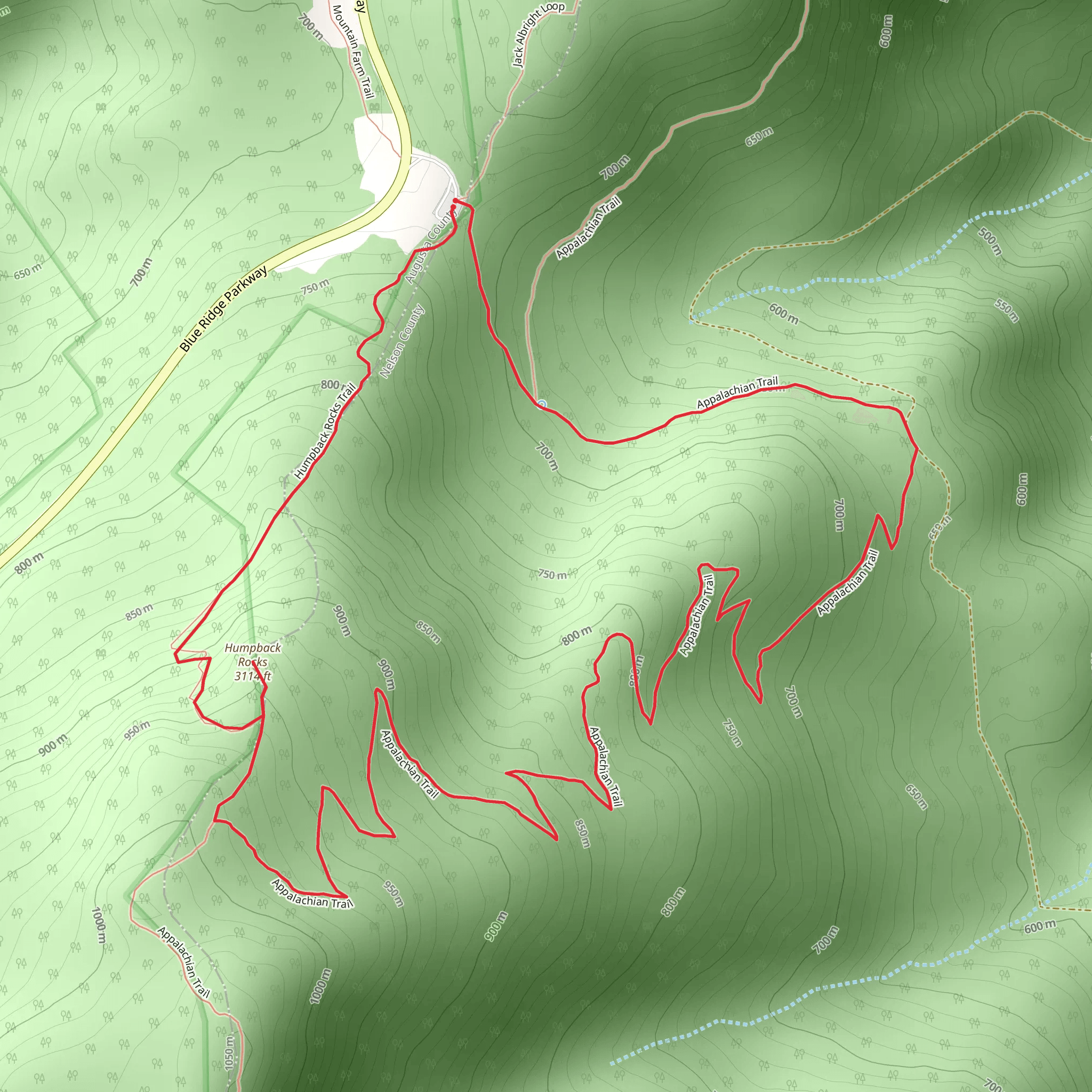 Humpback Rocks Loop mobile static map