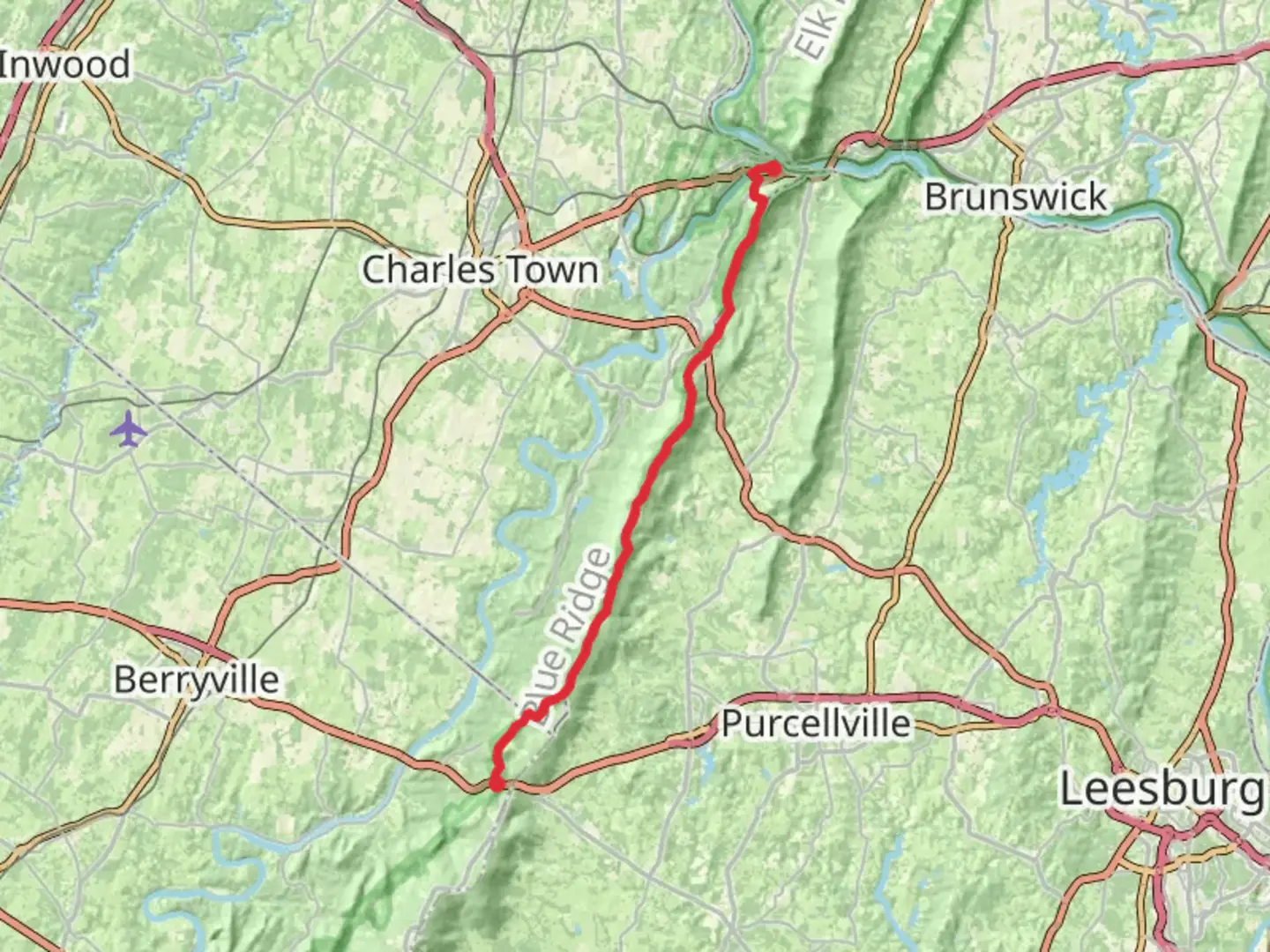 An image depicting the trail Raven Rocks, Neersville and Loudoun Heights via Appalachian Trail and its surrounding area.