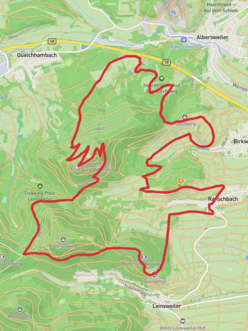 An image depicting the trail Ransbach, Hohenberg and Ruine Neukastell Loop and its surrounding area.