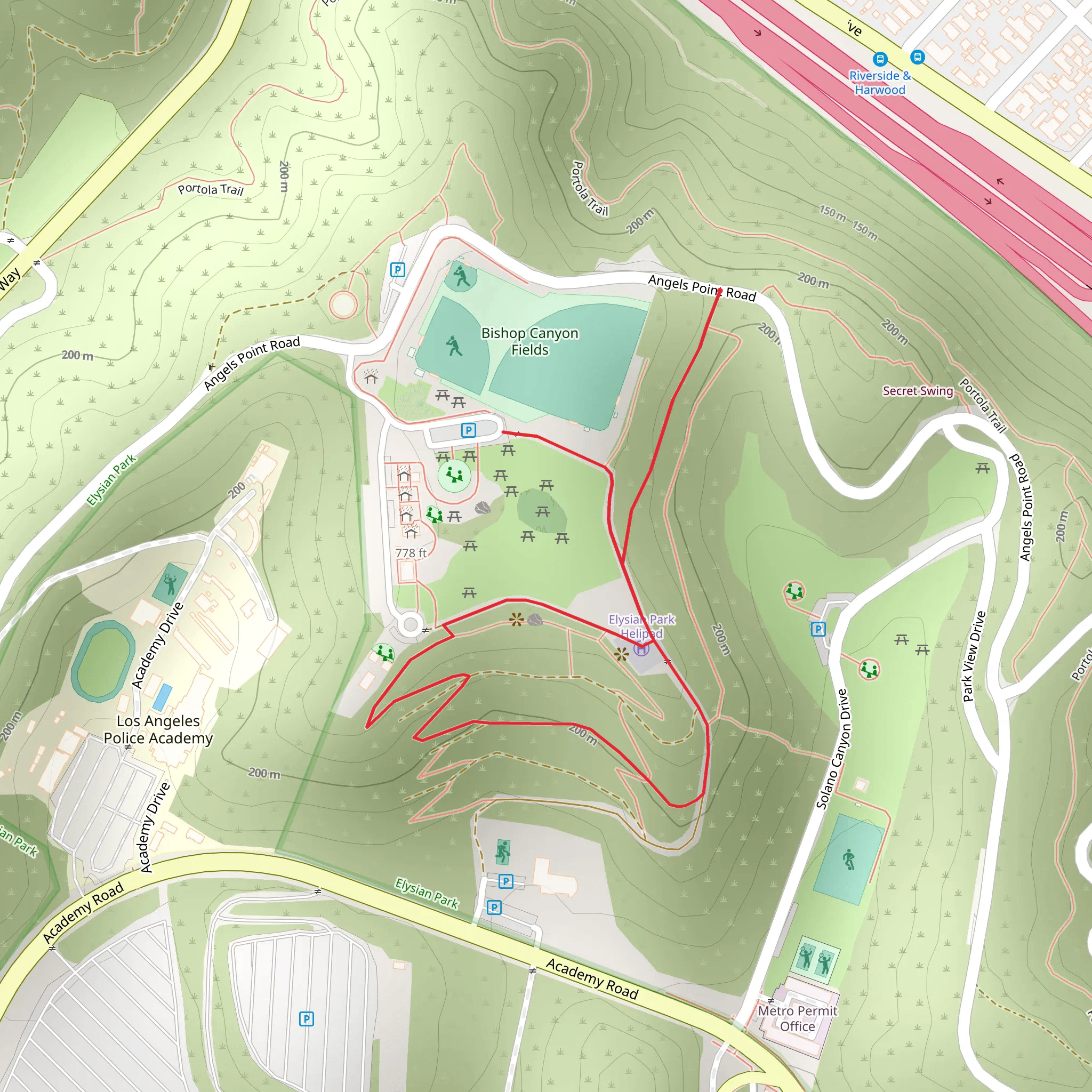 Elysian Park Loop mobile static map