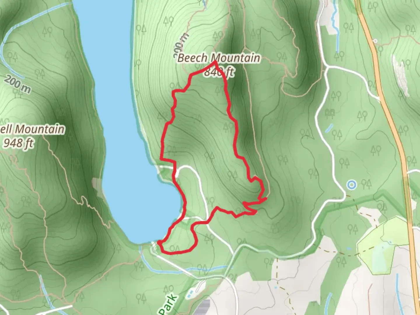 An image depicting the trail Beech Mountain via Beech West Ridge Trail and its surrounding area.