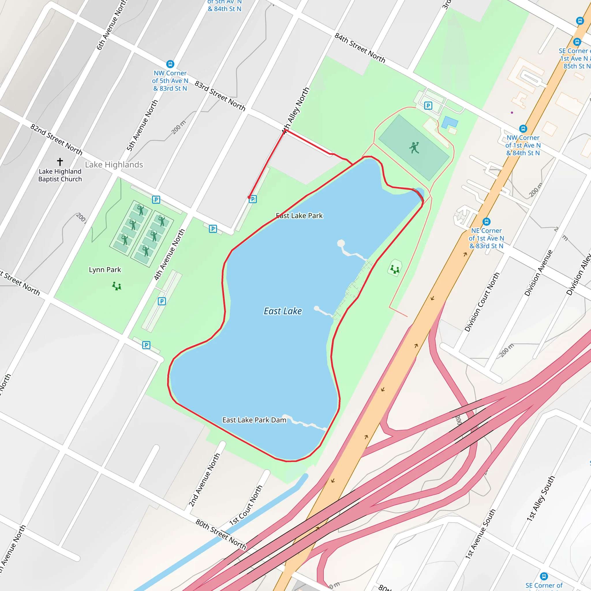 East Lake Loop mobile static map