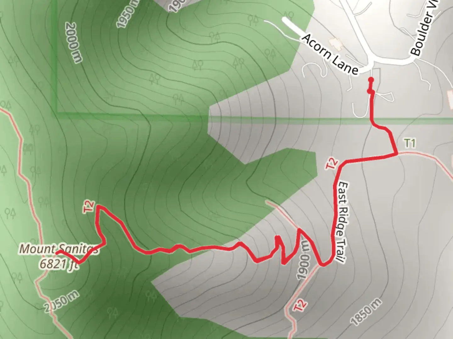 An image depicting the trail Mount Sanitas via East Ridge Trail and its surrounding area.