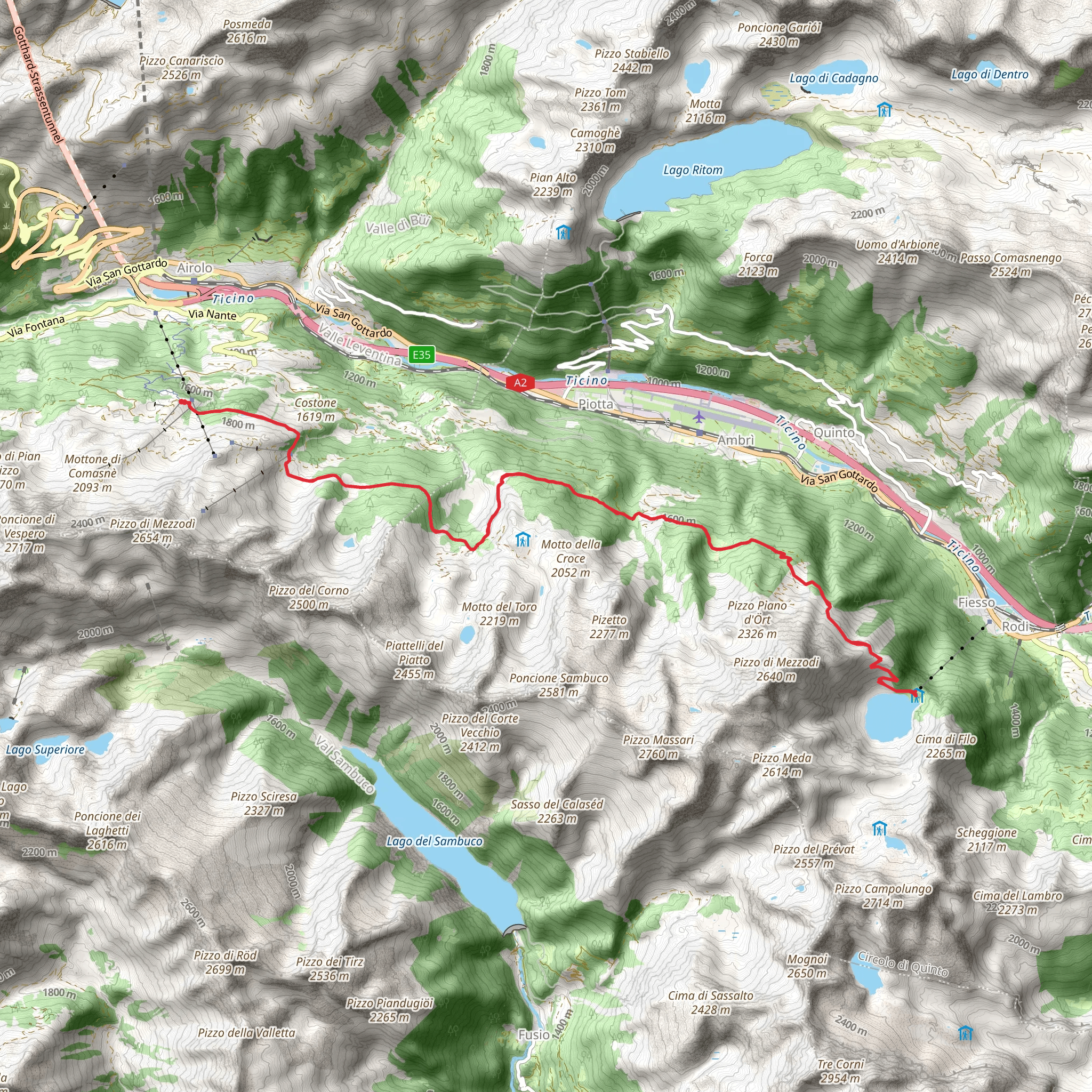 Pesciüm to Lago Tremorgio Trail mobile static map