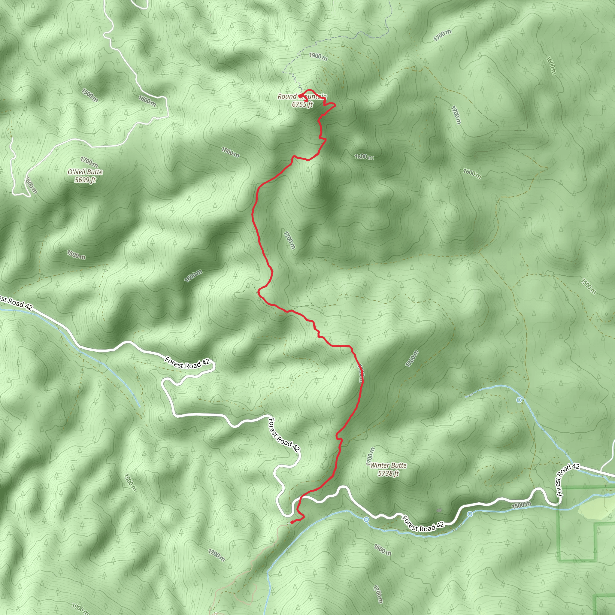 Round Mountain Trail - Forest Road 42 mobile static map
