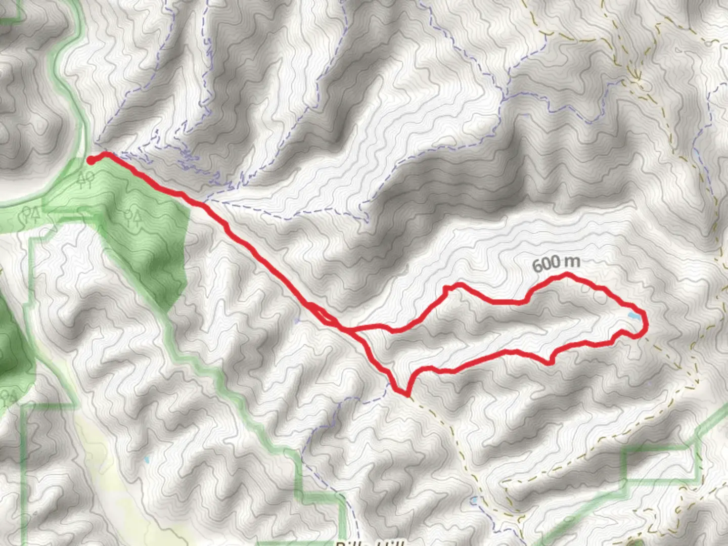 An image depicting the trail Redfern Loop Trail from Hunting Hollow and its surrounding area.