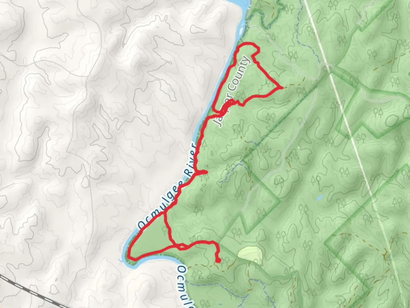 An image depicting the trail River, Nelson Island and Swimming Hole Loop Trail and its surrounding area.