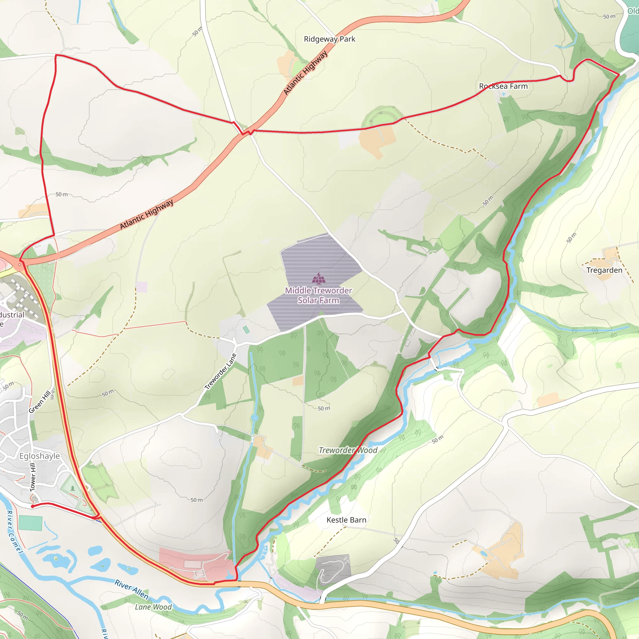 Treworder Wood, Lemail Mill and Lemail Wood Loop mobile static map