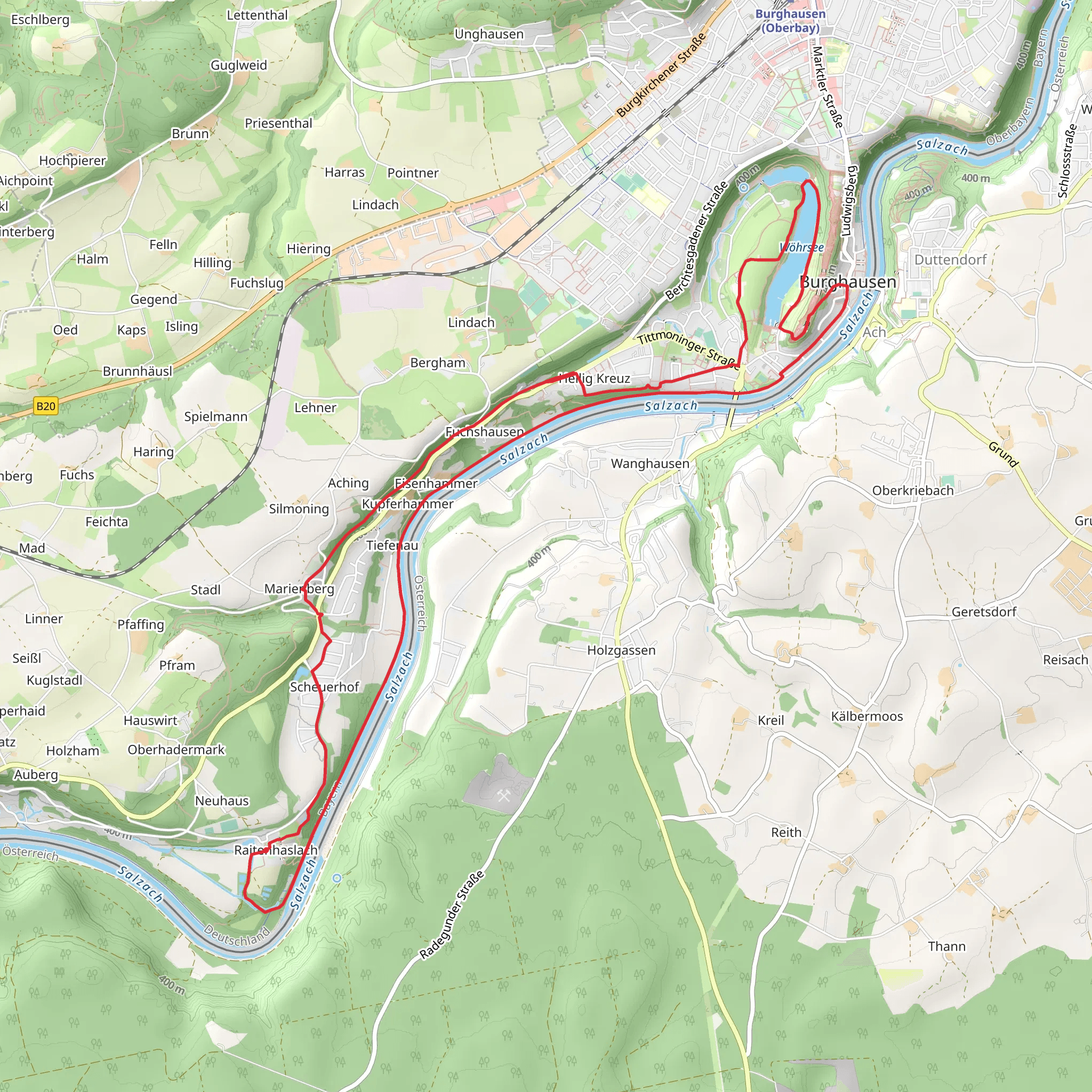 Salzach via Alois-Buchleitner-Weg, Zwinge and Burgsteig mobile static map