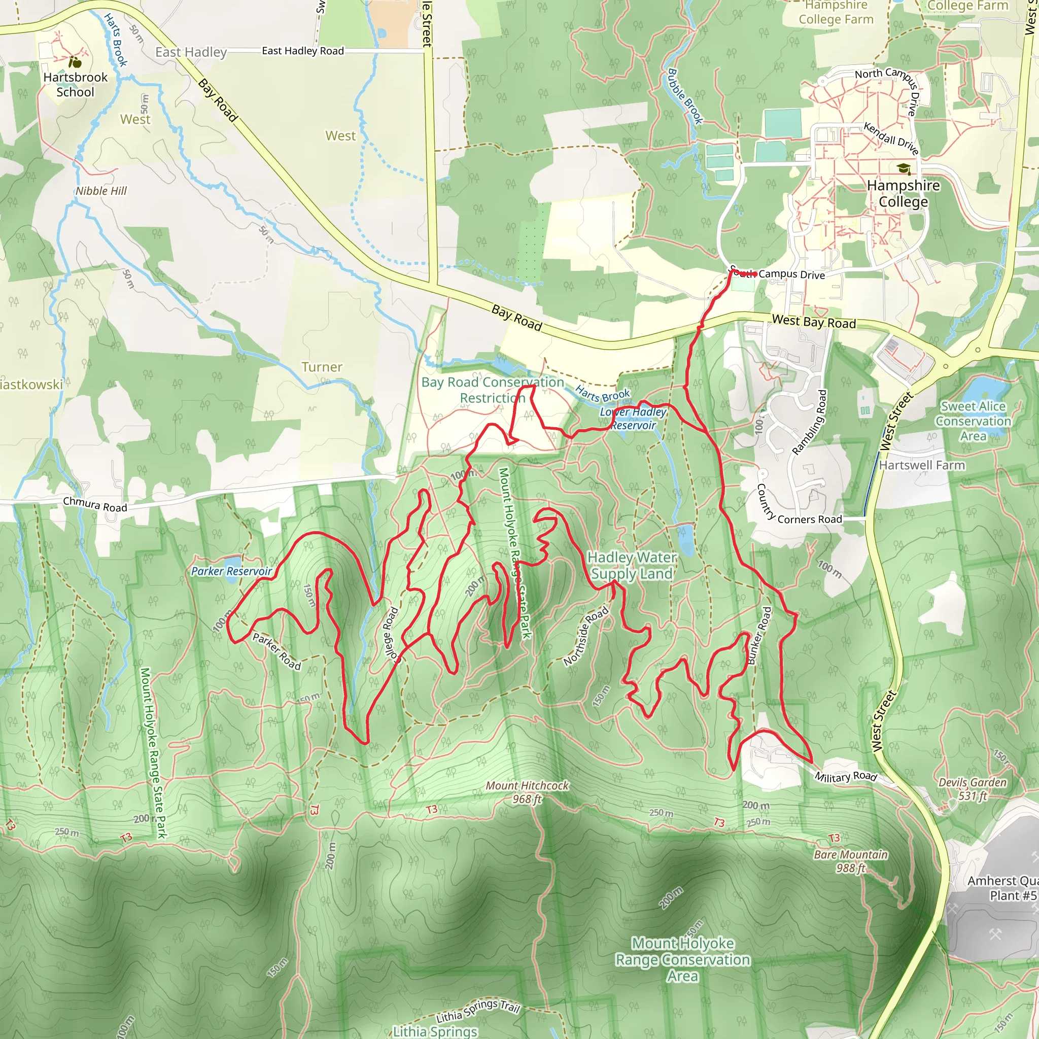 Hadley Reservoir and Parker Reservoir Loop Trail mobile static map