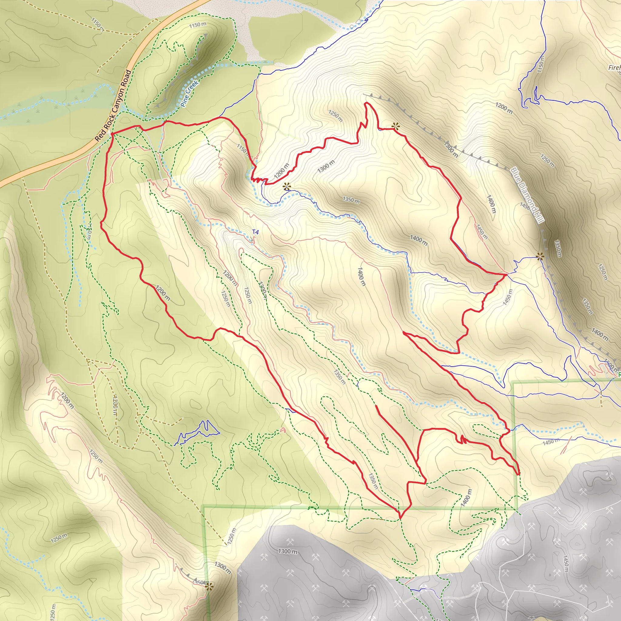 Fossil Canyon, 2nd Finger and Bomb Voyage Loop mobile static map