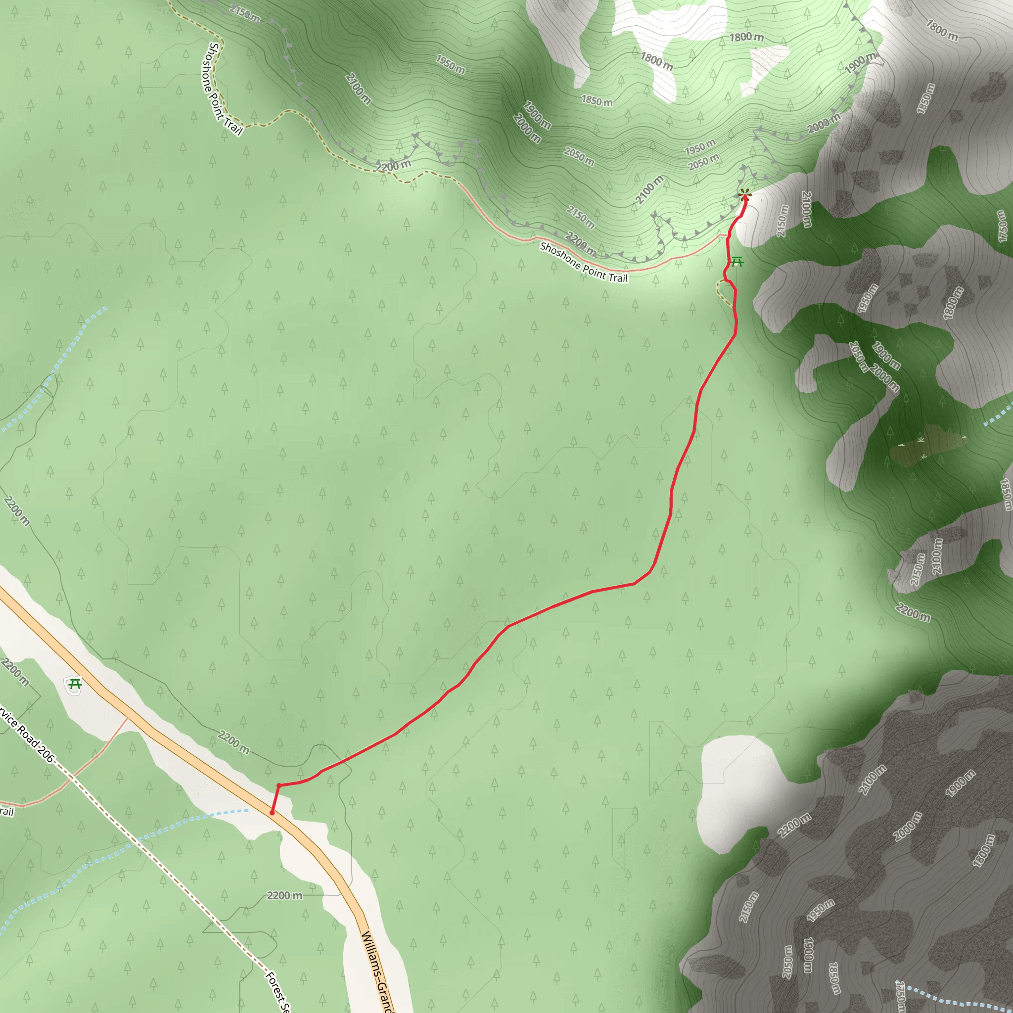 Shoshone Point Trail mobile static map