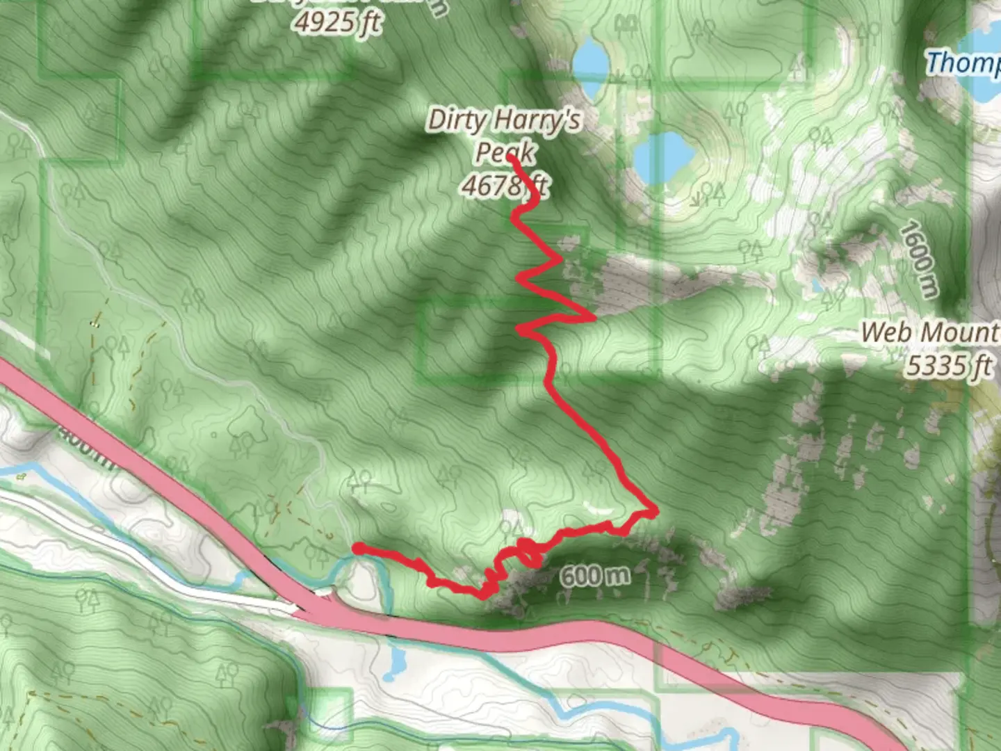 An image depicting the trail Dirty Harry's Peak Trail and its surrounding area.