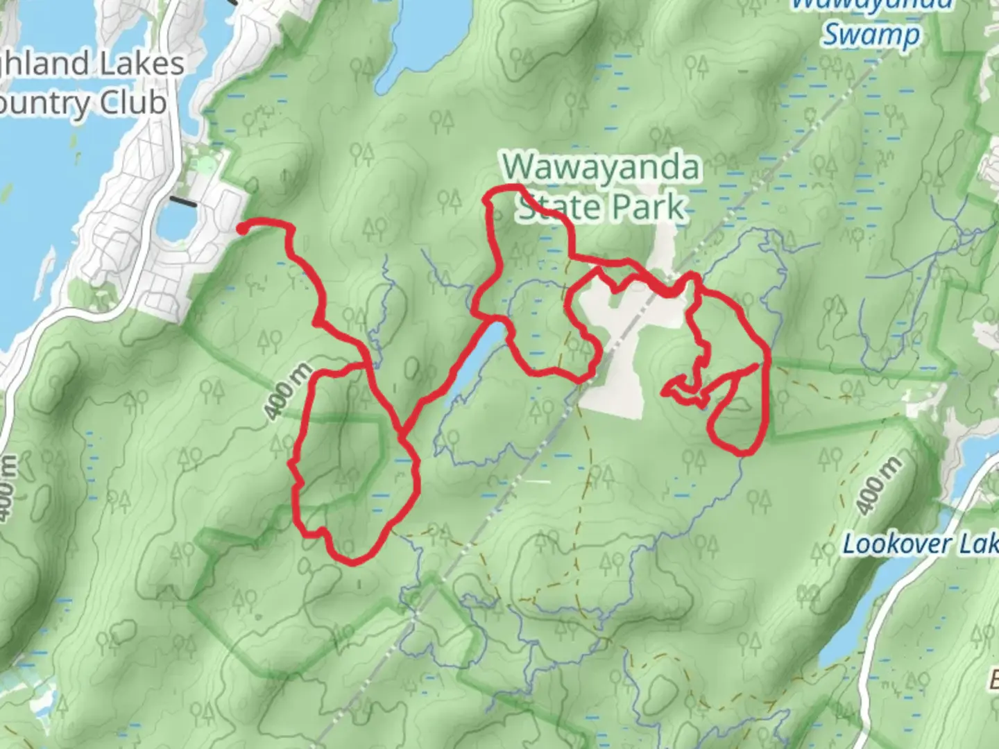An image depicting the trail Pines, Moji Swamp and Pickle Loop and its surrounding area.