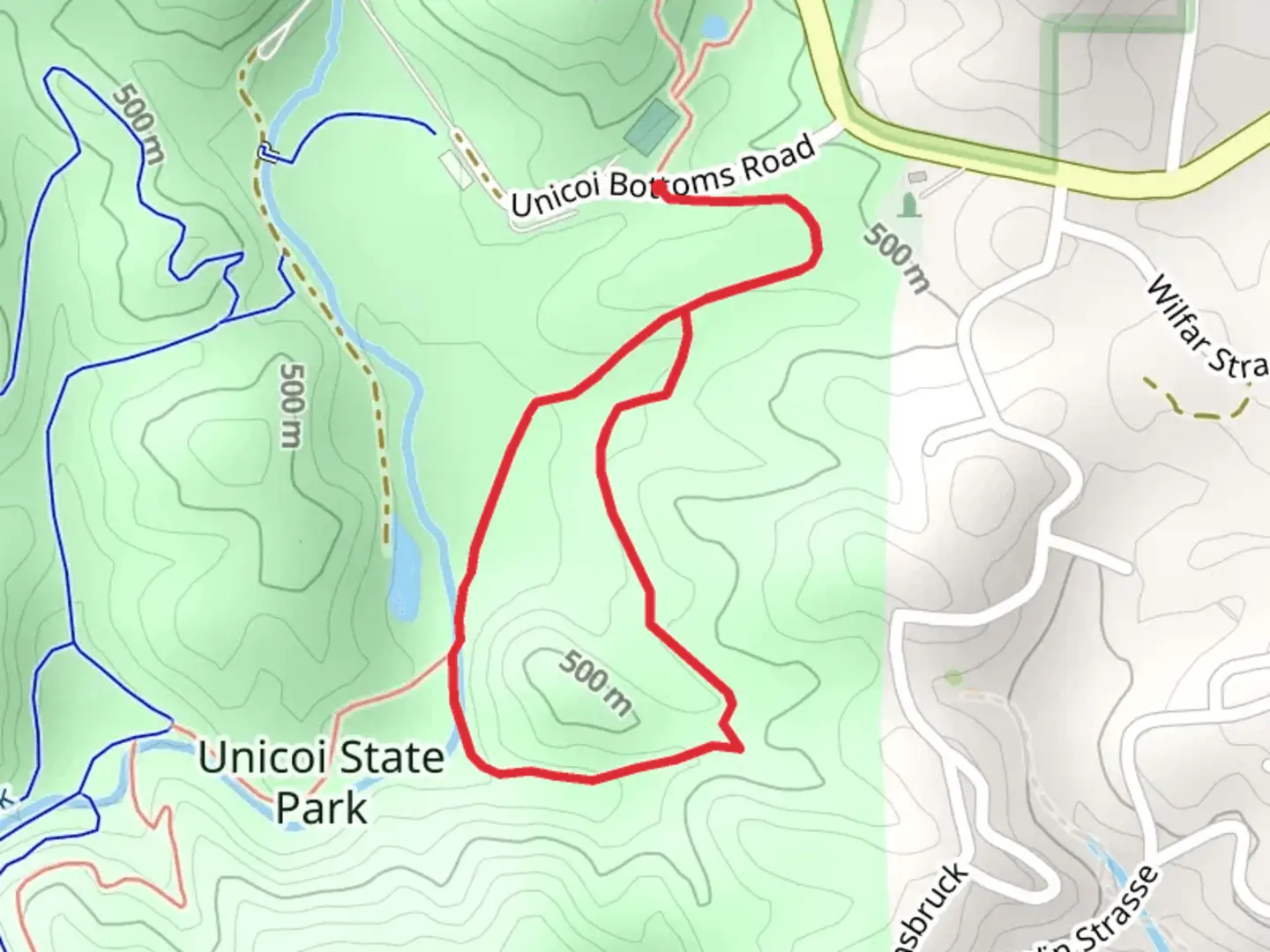 An image depicting the trail Helen and Bottoms Loop Trail and its surrounding area.