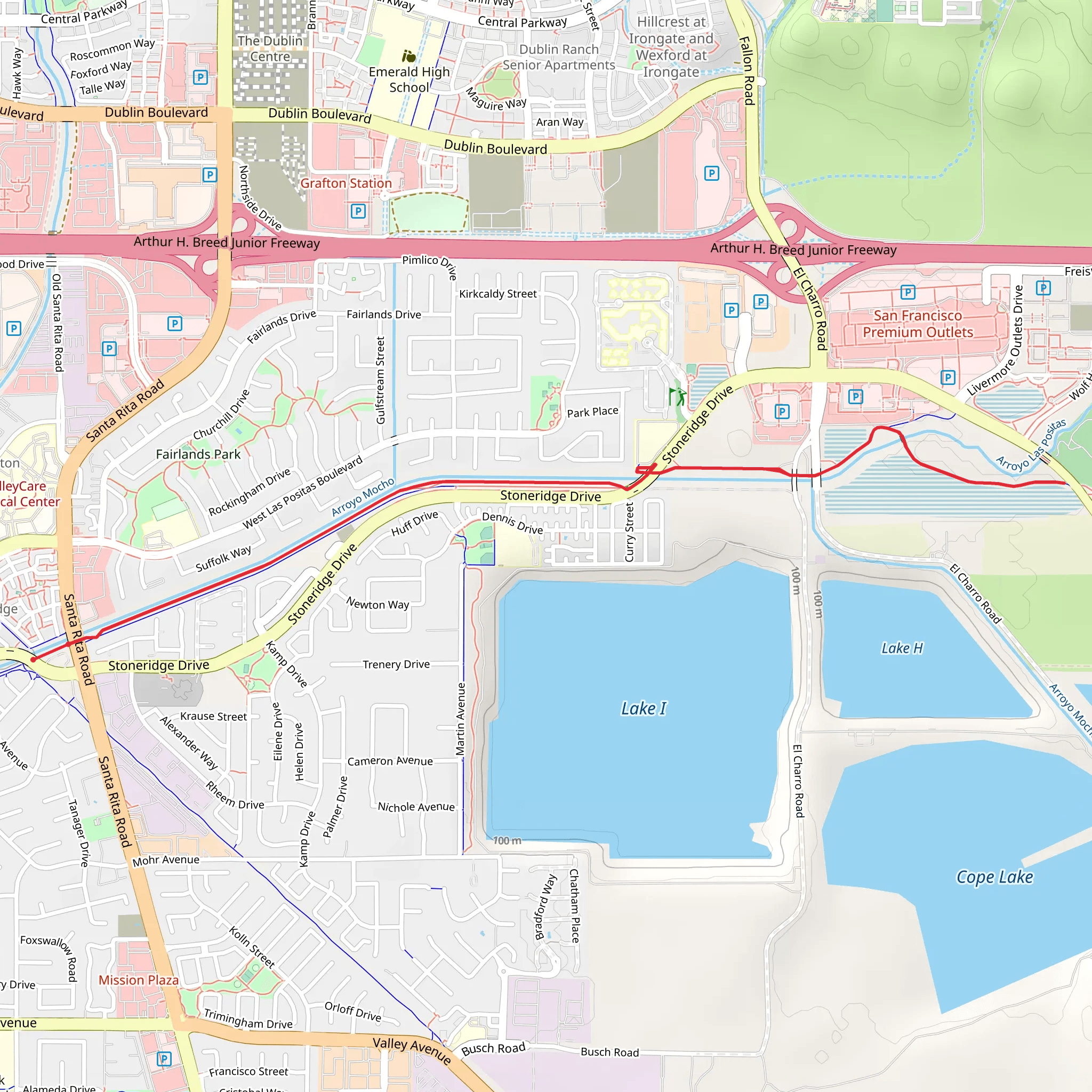 Arroyo Mocho Trail from Stoneridge Drive mobile static map