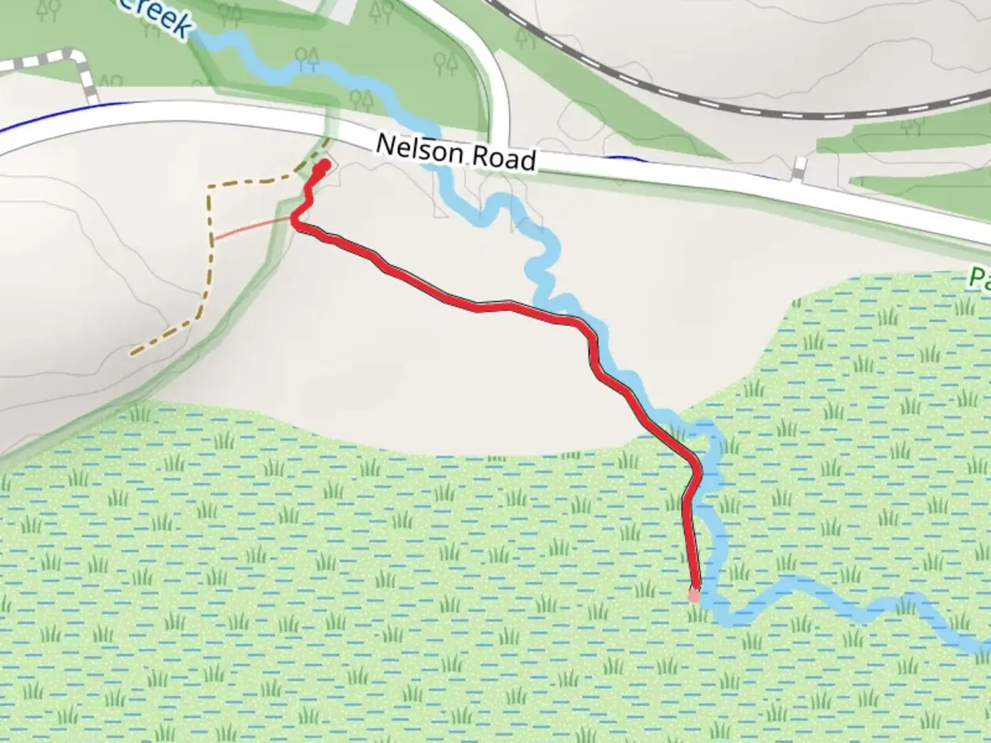 An image depicting the trail Wasilla Creek and its surrounding area.