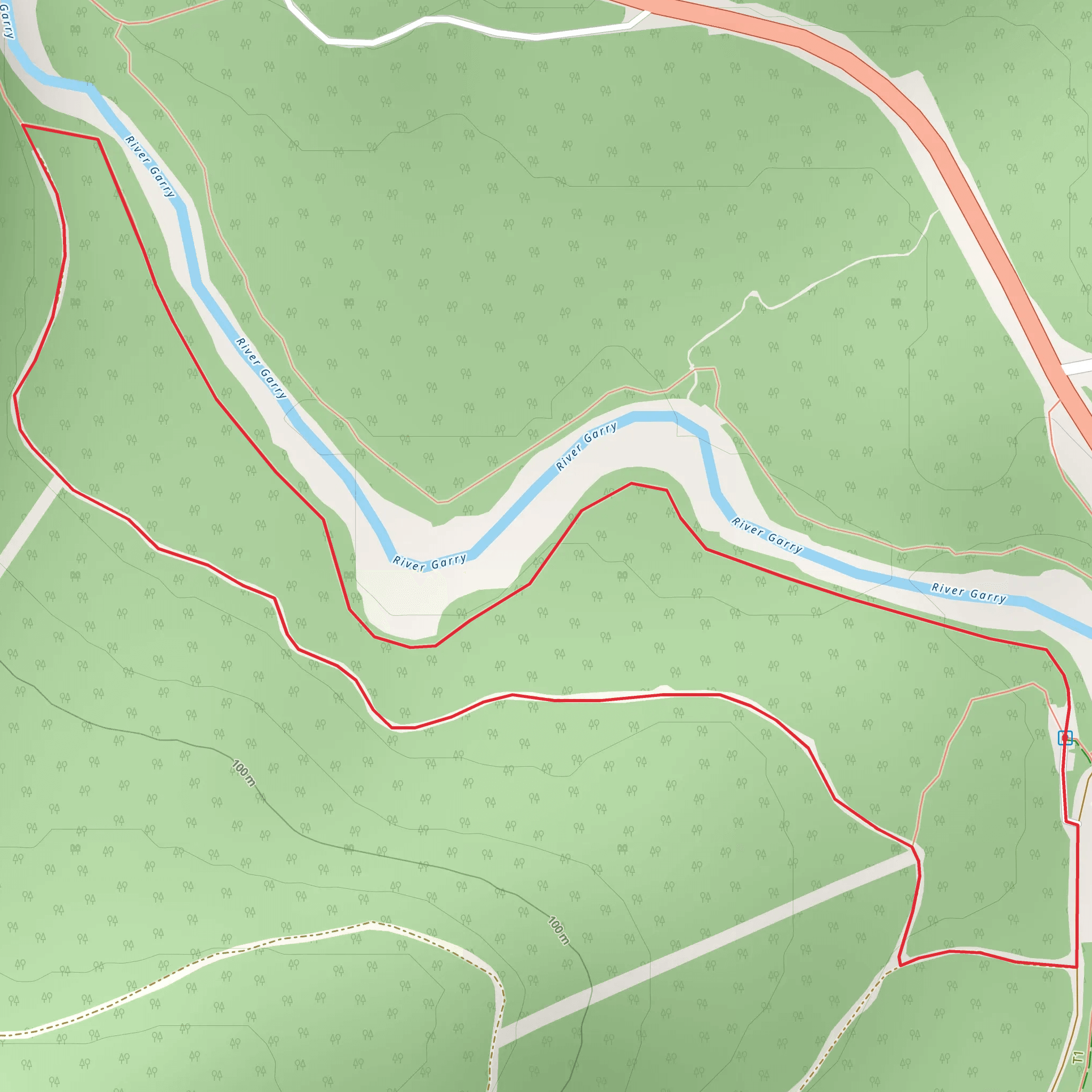 Ciste Dubh Loop Trail via River Garry mobile static map