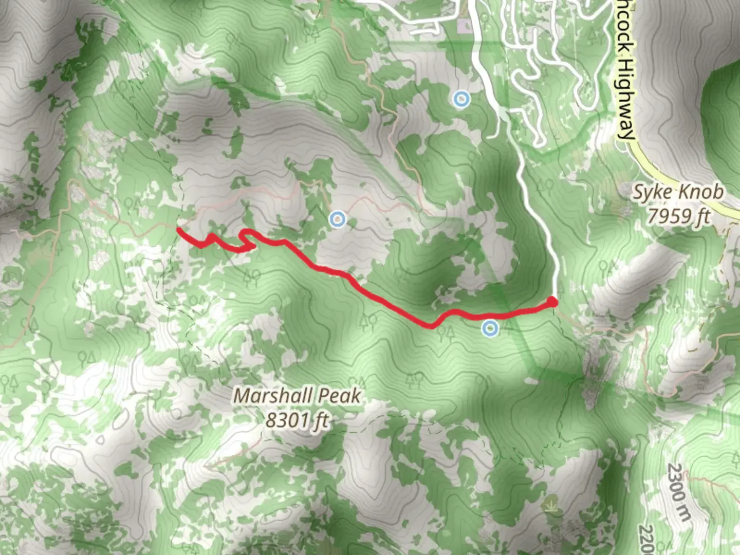 An image depicting the trail Marshall Gulch Trail Out and Back and its surrounding area.