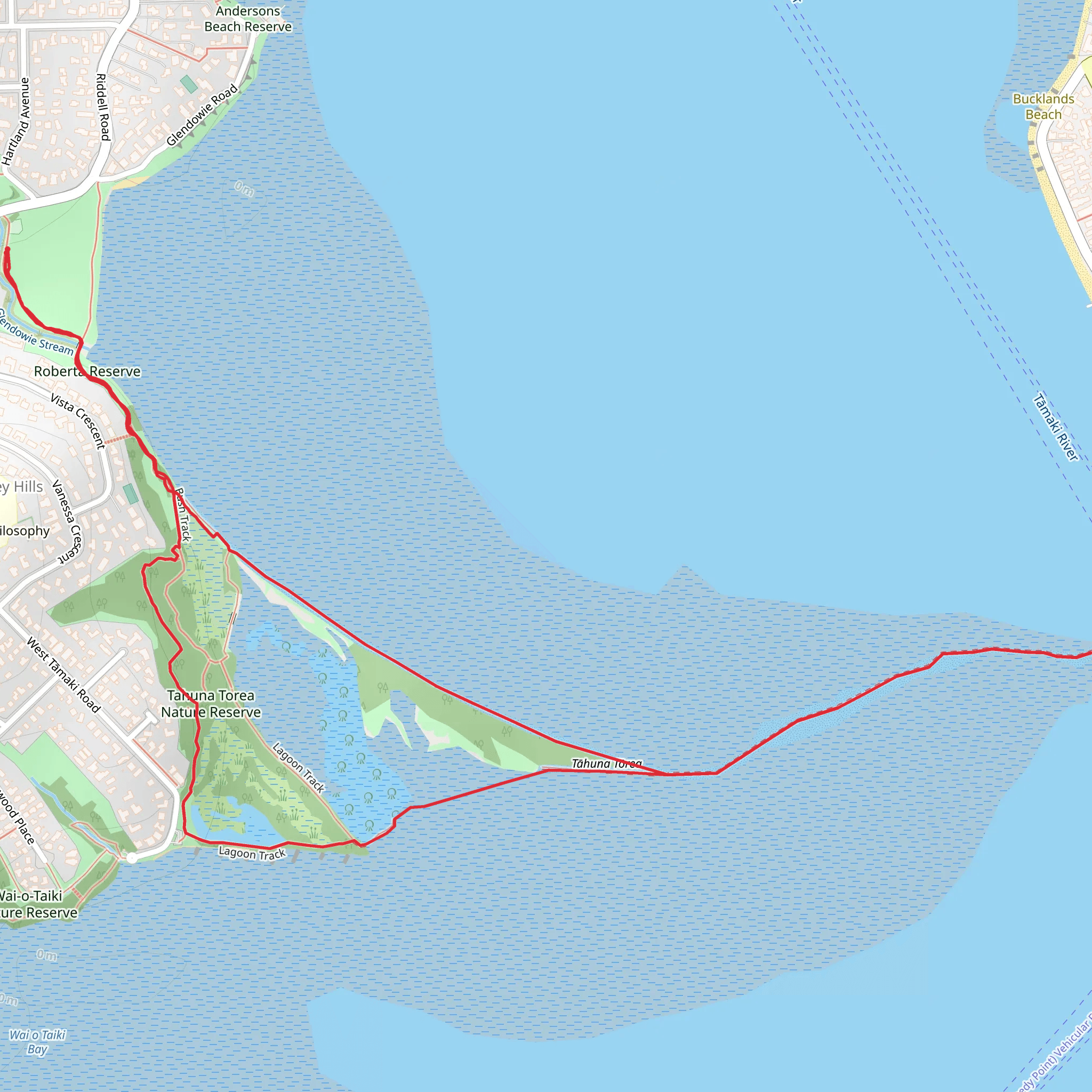 Tahuna Torea Reserve Low Tide Loop mobile static map