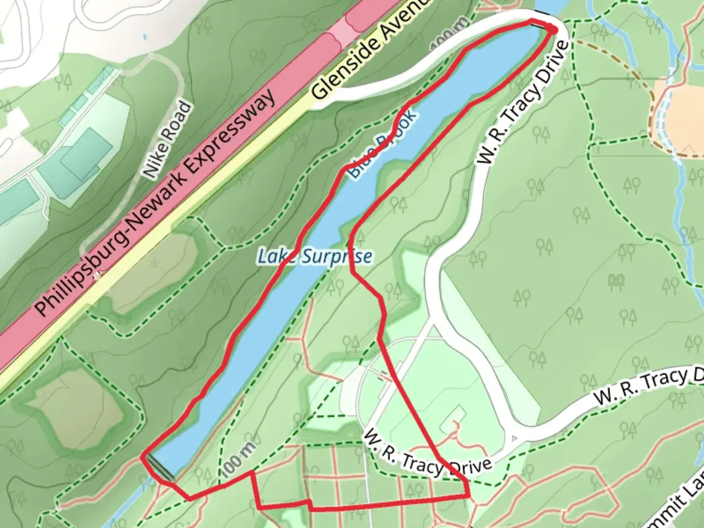 An image depicting the trail White Trail and Purple Loop Trail and its surrounding area.