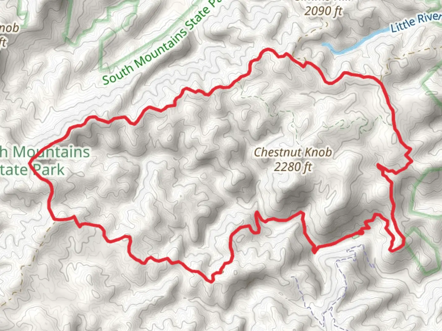 An image depicting the trail Little River, Horseridge and Upper Falls Loop Trail and its surrounding area.